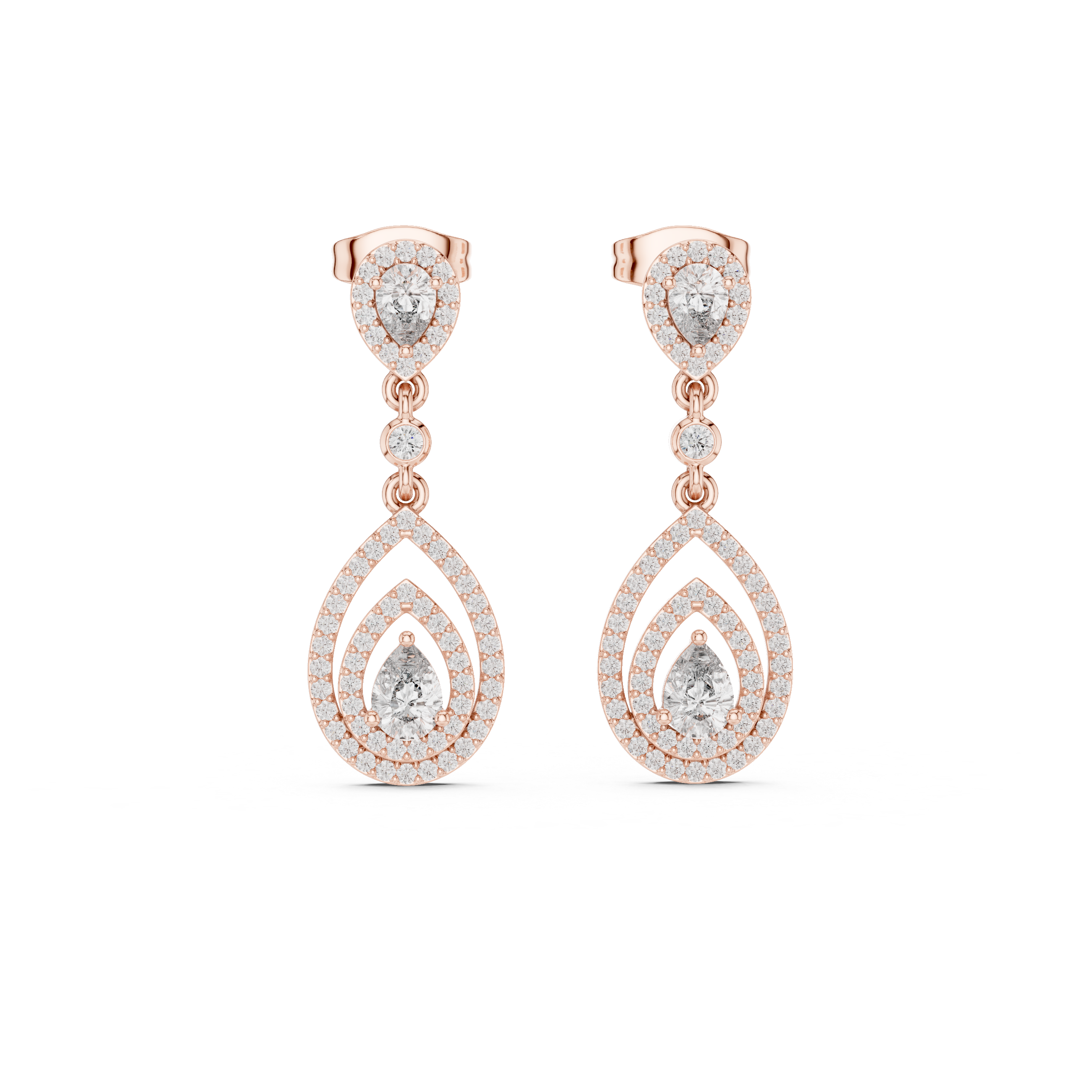 Aurora Pear-Shape Lab-Grown Diamond Tiered Drop Earrings