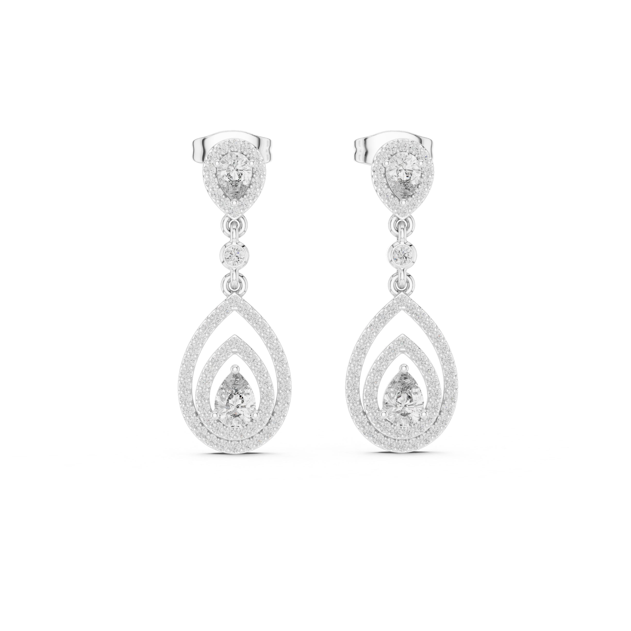 Aurora Pear-Shape Lab-Grown Diamond Tiered Drop Earrings