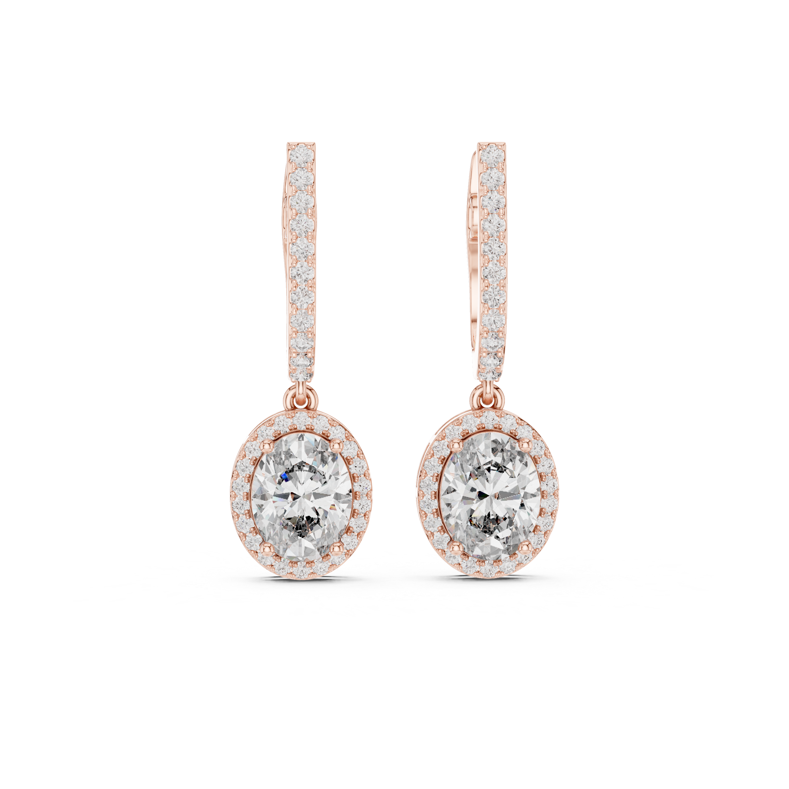 Ethical Luxury: Lab-Grown Diamond Oval Halo Dangle Earrings