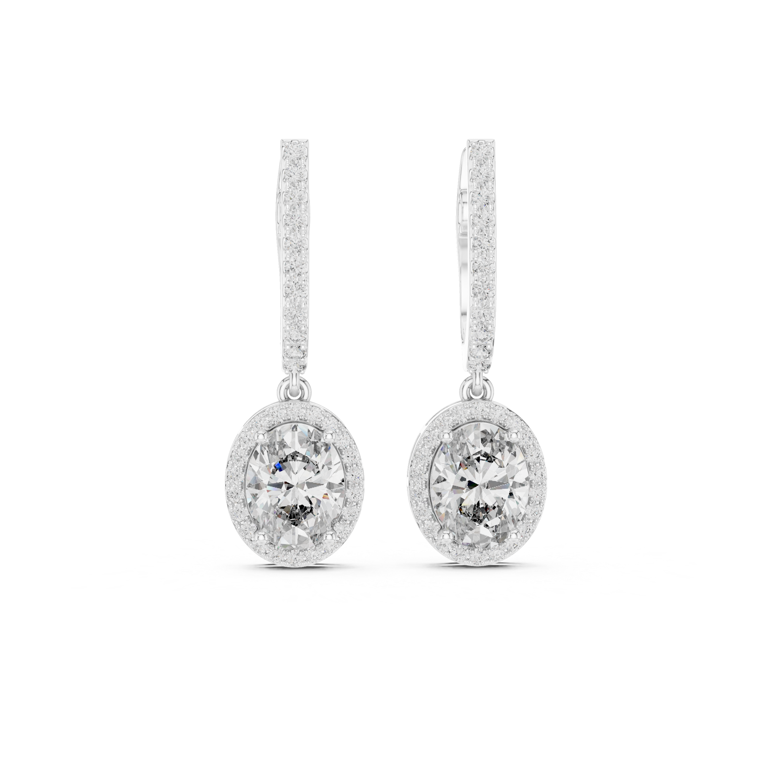Ethical Luxury: Lab-Grown Diamond Oval Halo Dangle Earrings