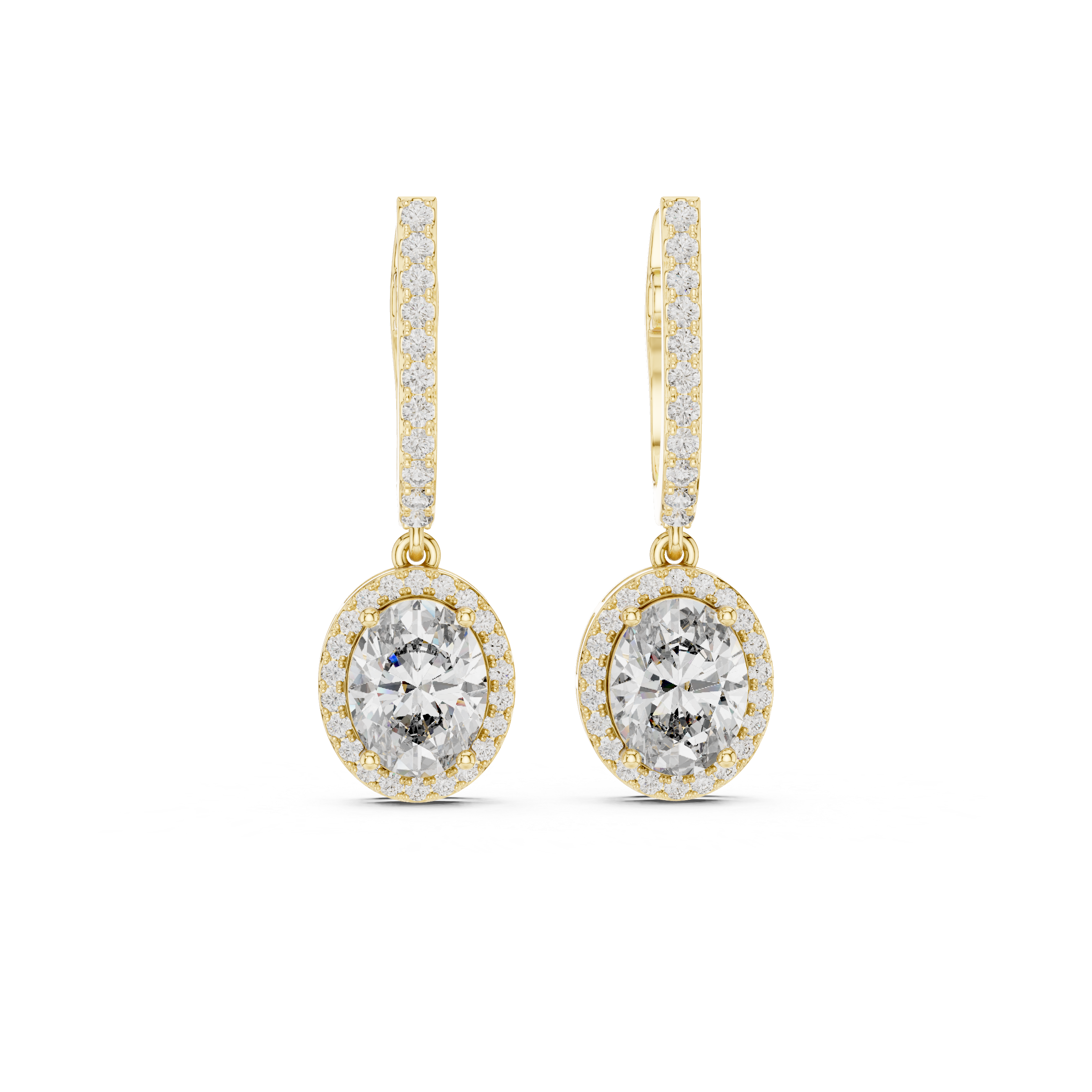 Ethical Luxury: Lab-Grown Diamond Oval Halo Dangle Earrings