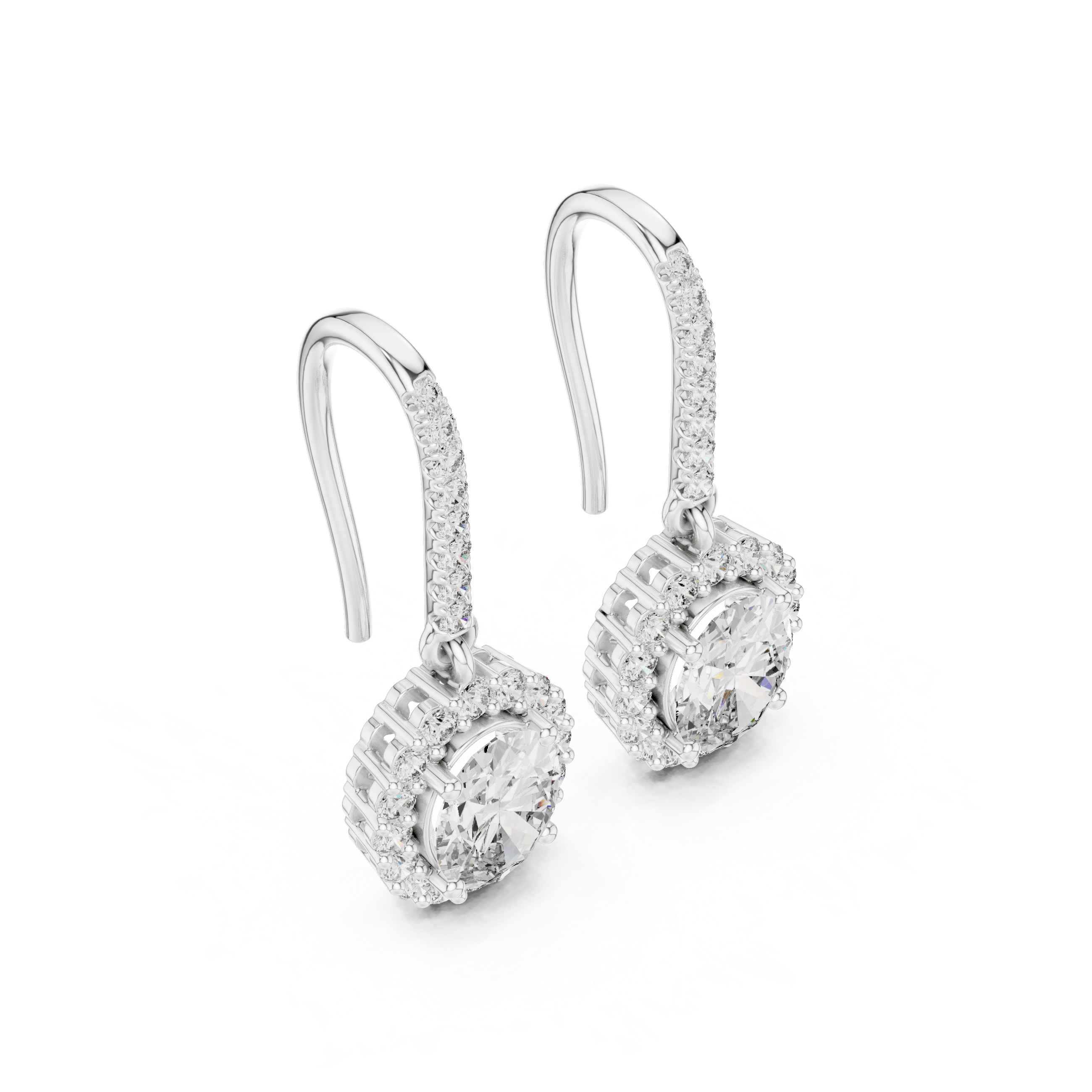 Timeless Brilliance: Lab-Grown Diamond Oval Halo Leverback Earrings