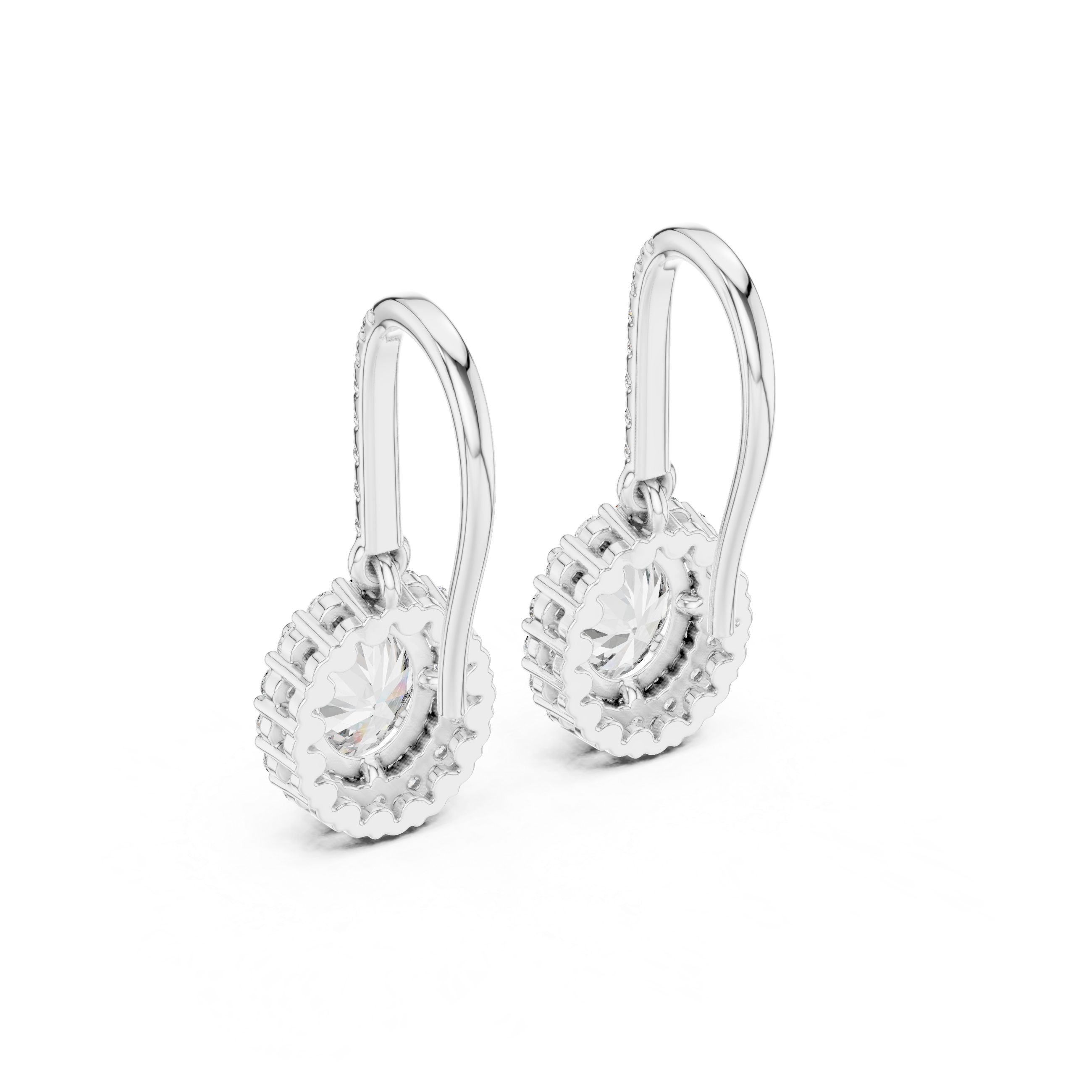 Timeless Brilliance: Lab-Grown Diamond Oval Halo Leverback Earrings