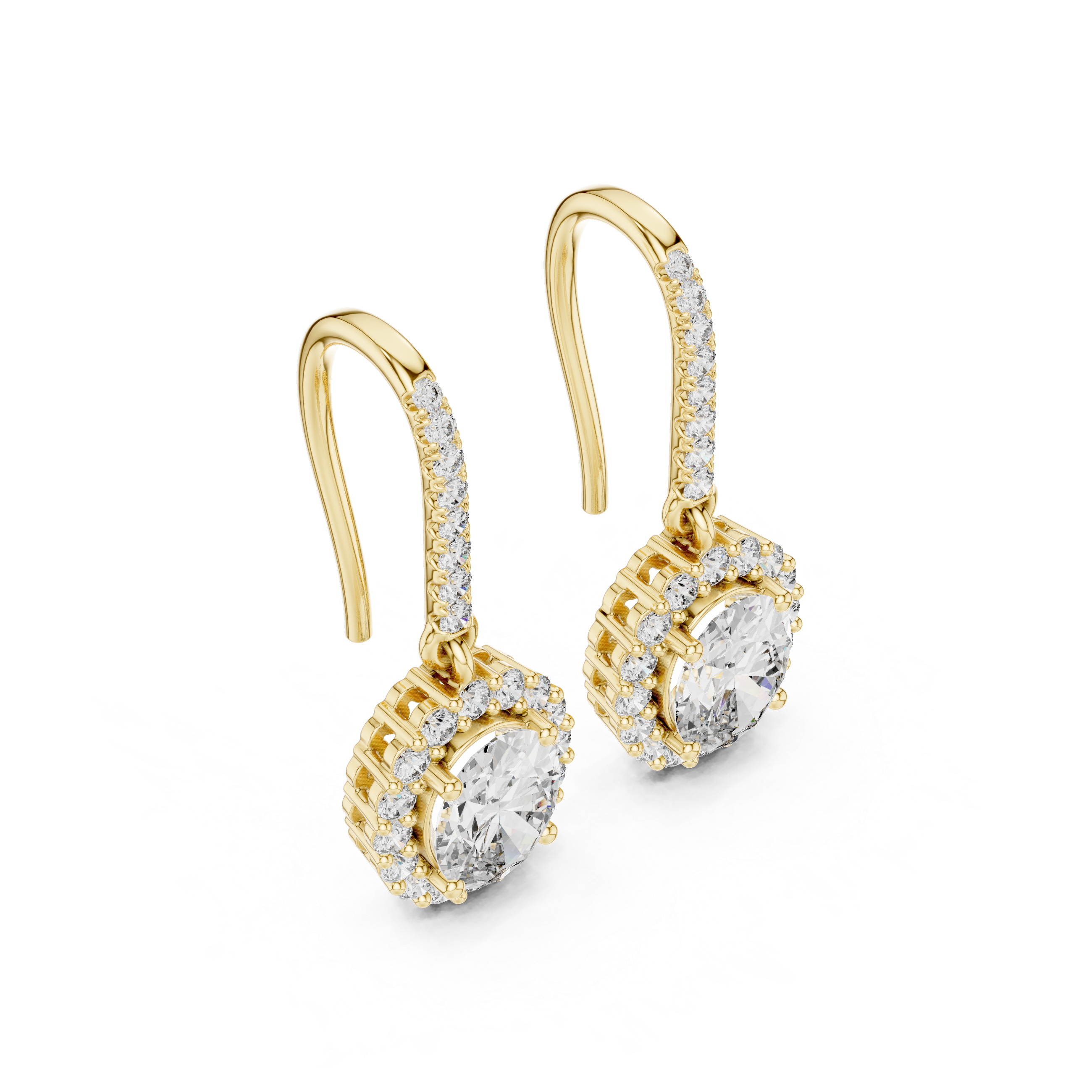 Timeless Brilliance: Lab-Grown Diamond Oval Halo Leverback Earrings