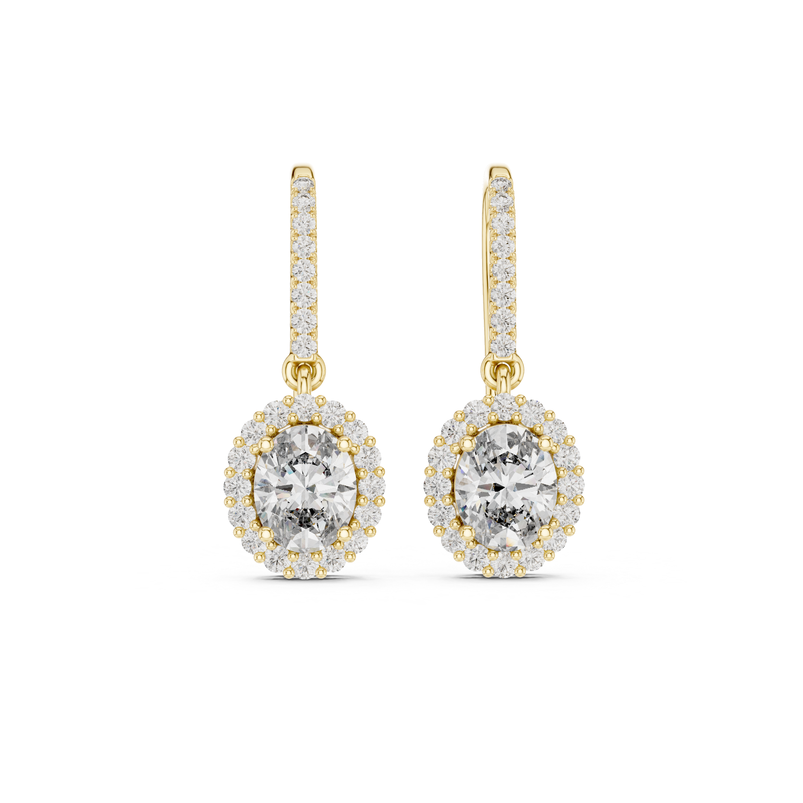 Timeless Brilliance: Lab-Grown Diamond Oval Halo Leverback Earrings