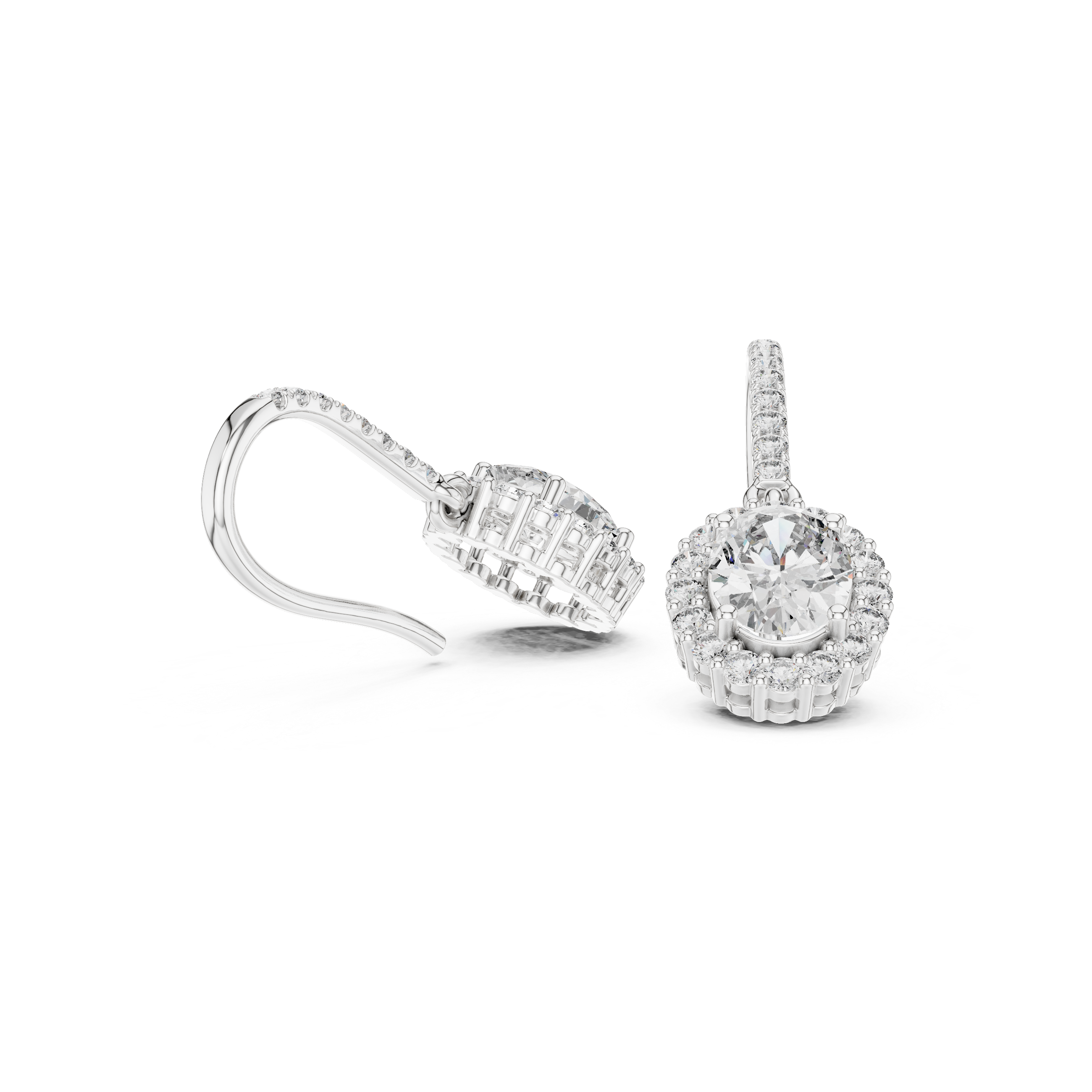 Timeless Brilliance: Lab-Grown Diamond Oval Halo Leverback Earrings