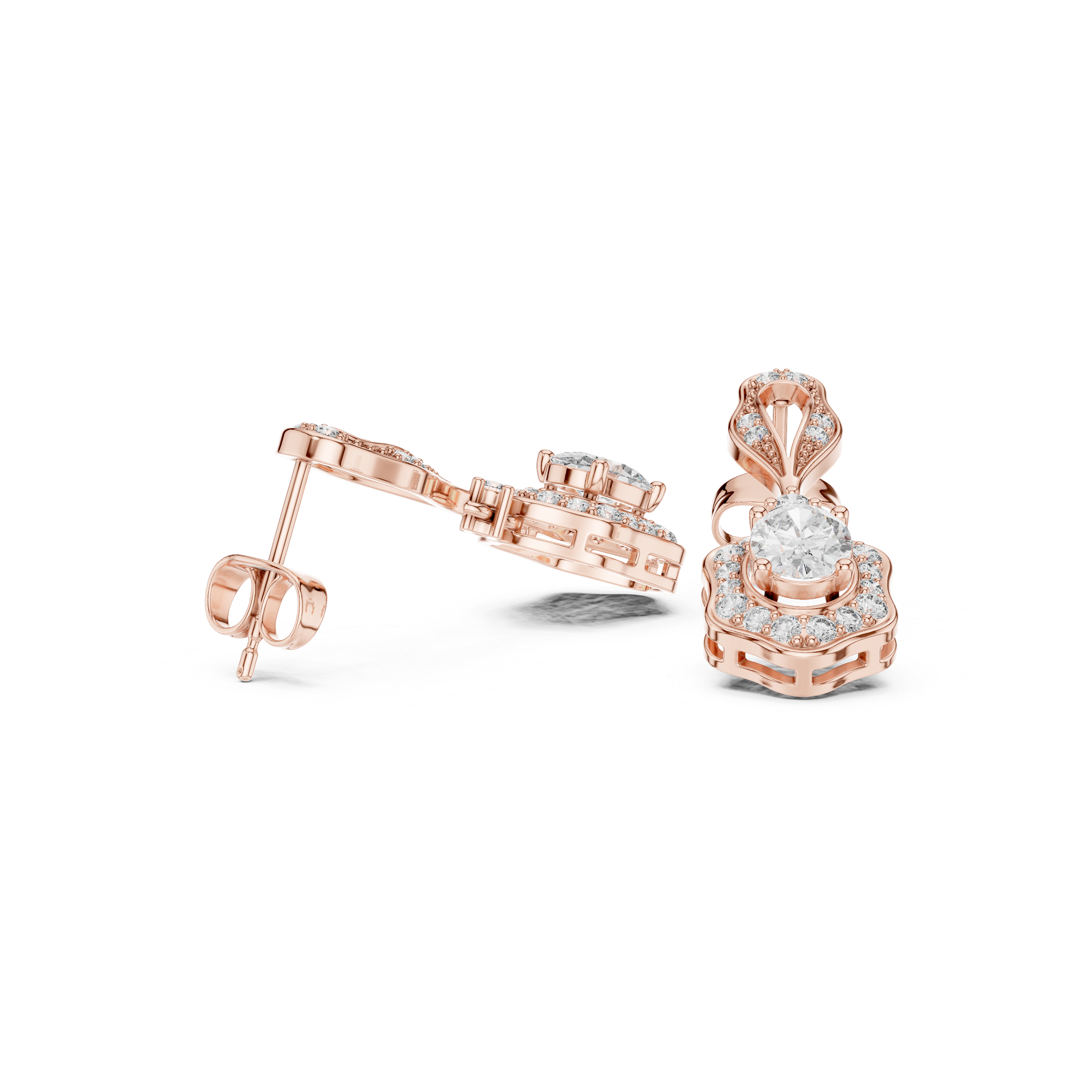 Vintage-Inspired Hexagonal Lab-Grown Diamond Drop Earrings in Sterling Silver