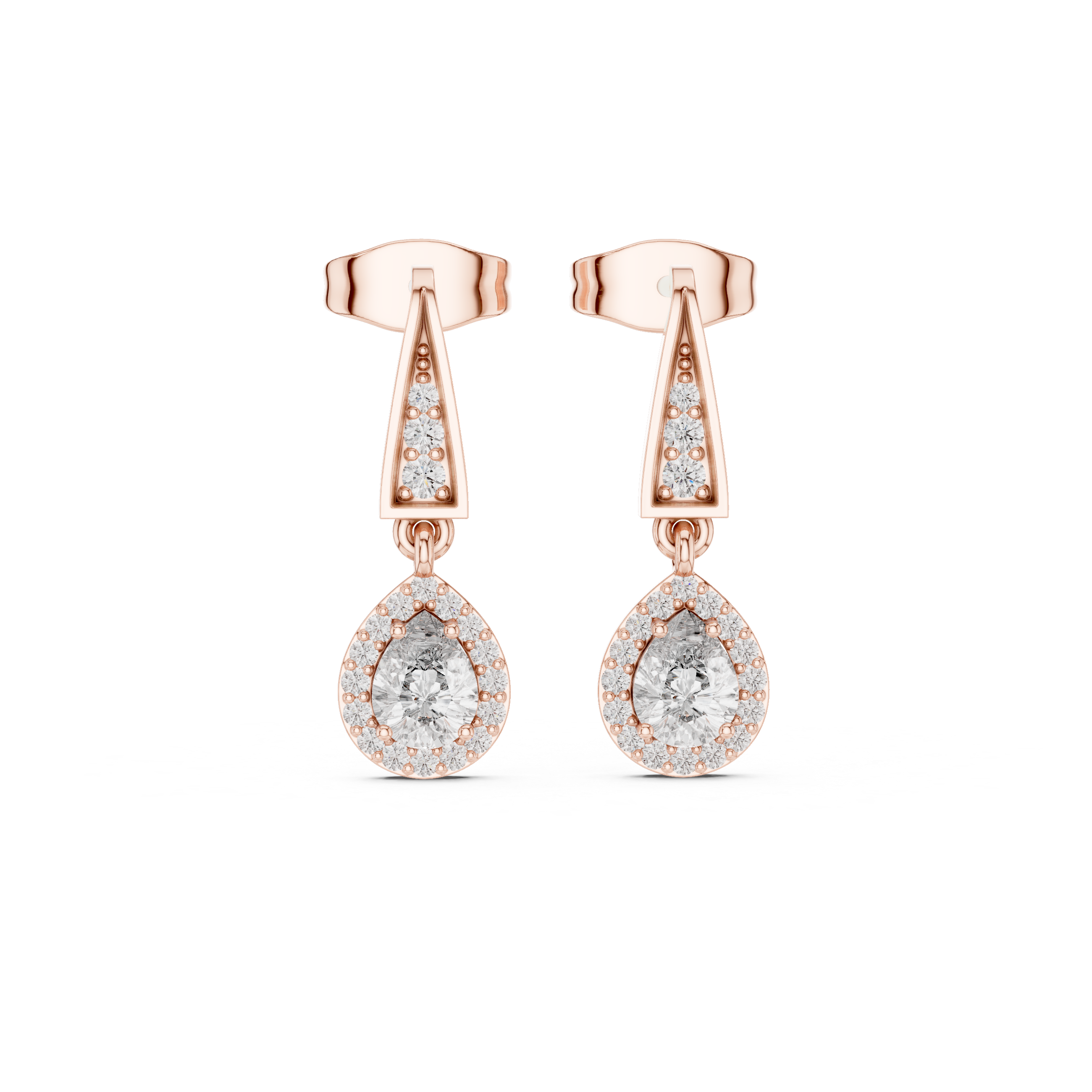 Sterling Silver Teardrop Halo Earrings with Lab-Grown Diamonds