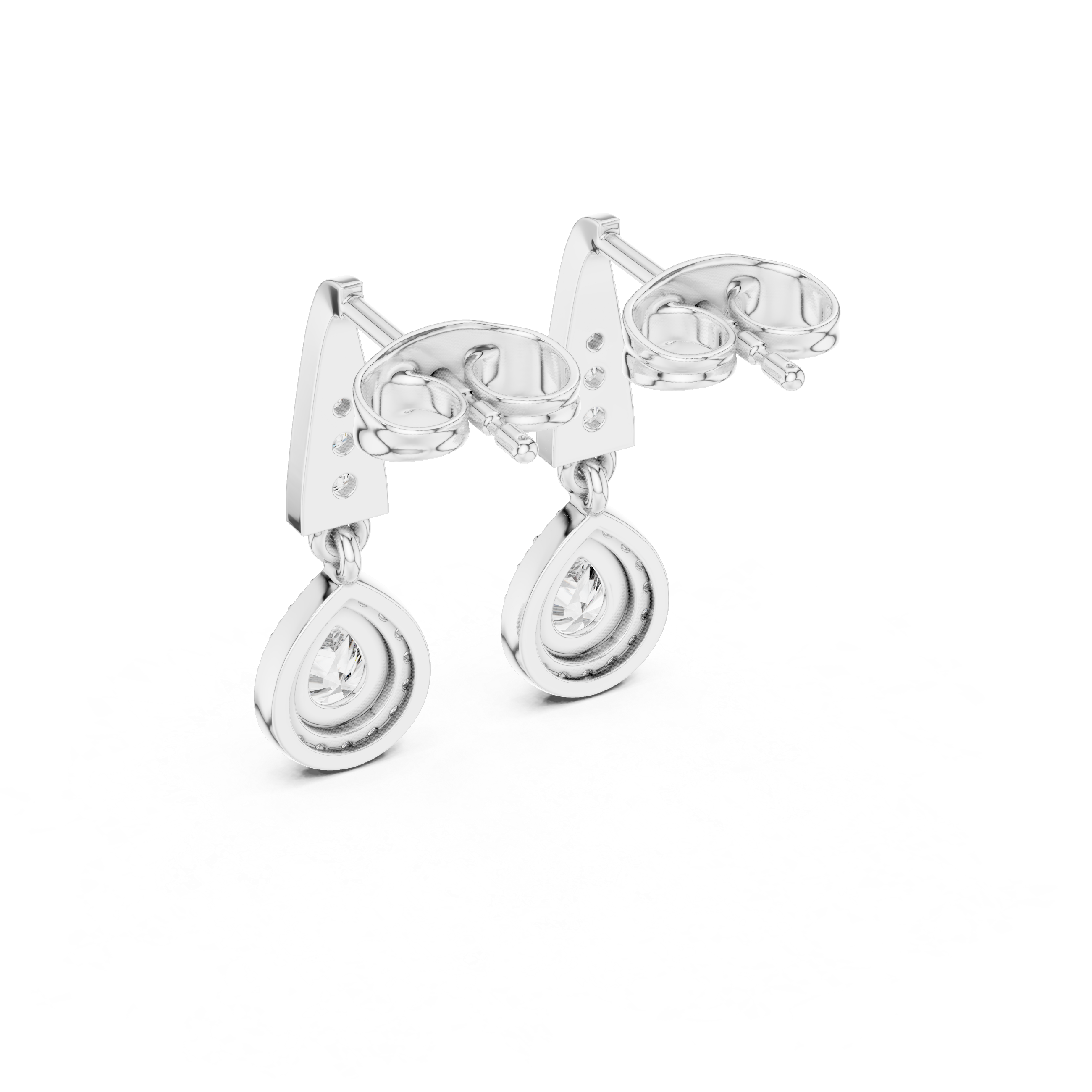 Sterling Silver Teardrop Halo Earrings with Lab-Grown Diamonds