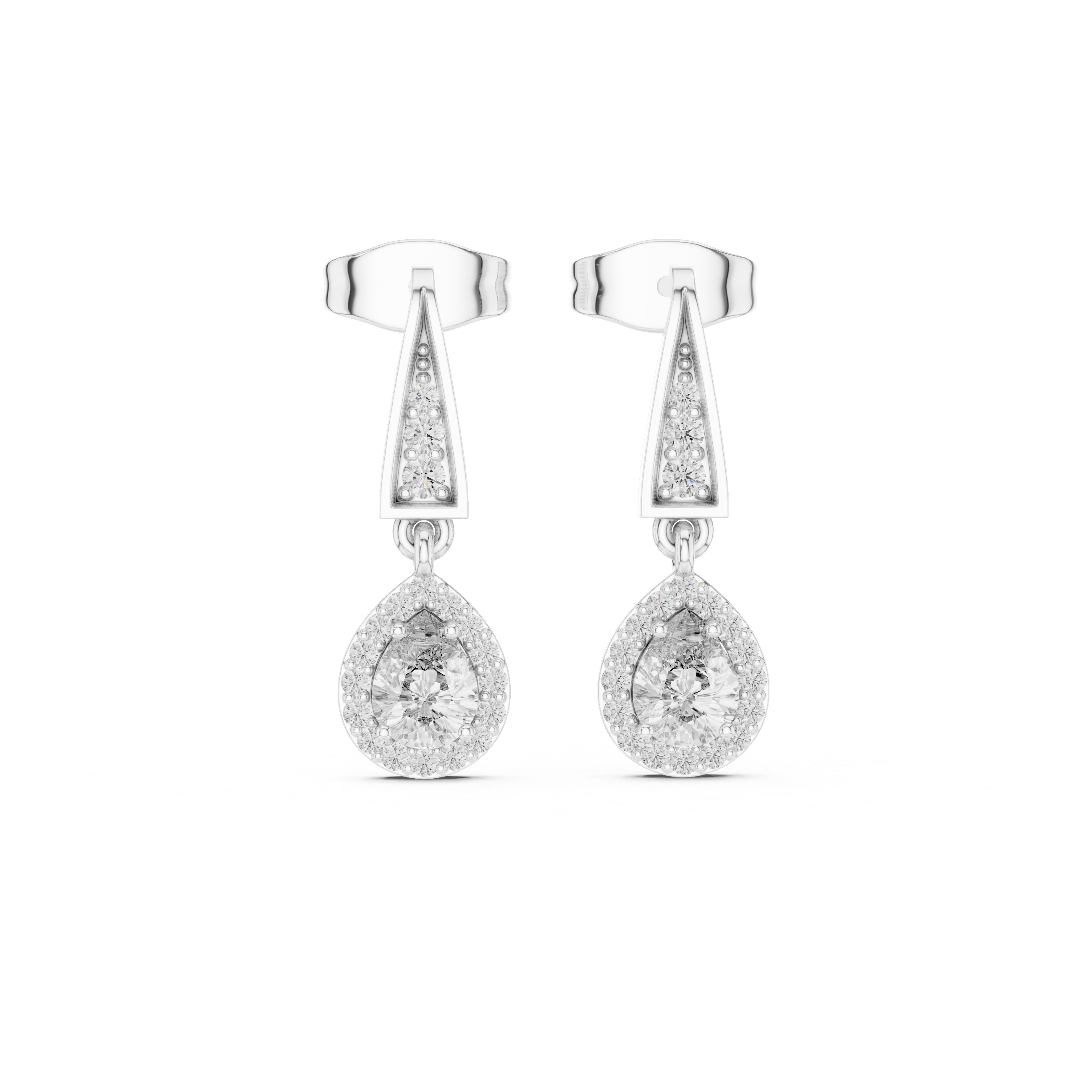 Sterling Silver Teardrop Halo Earrings with Lab-Grown Diamonds