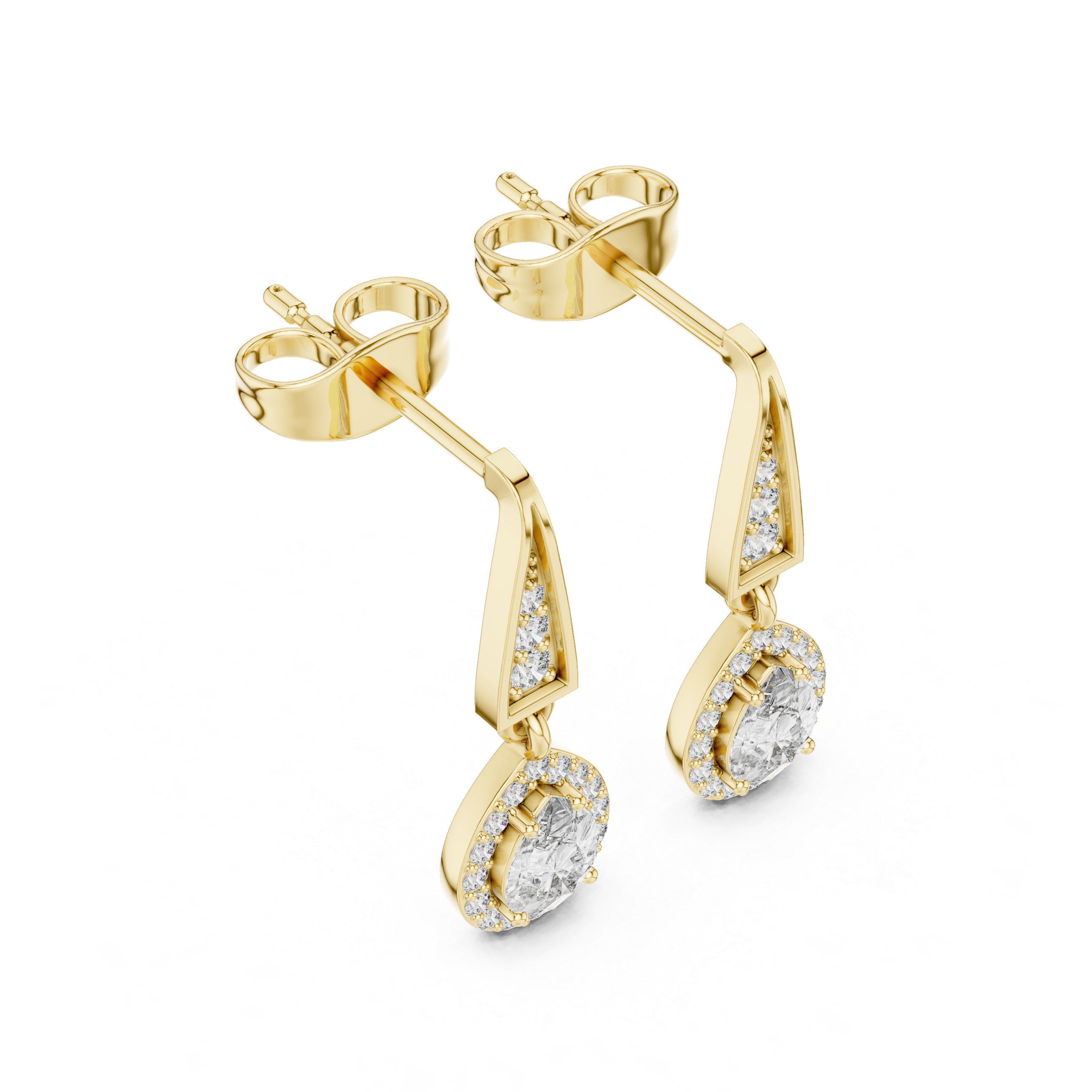 Sterling Silver Teardrop Halo Earrings with Lab-Grown Diamonds