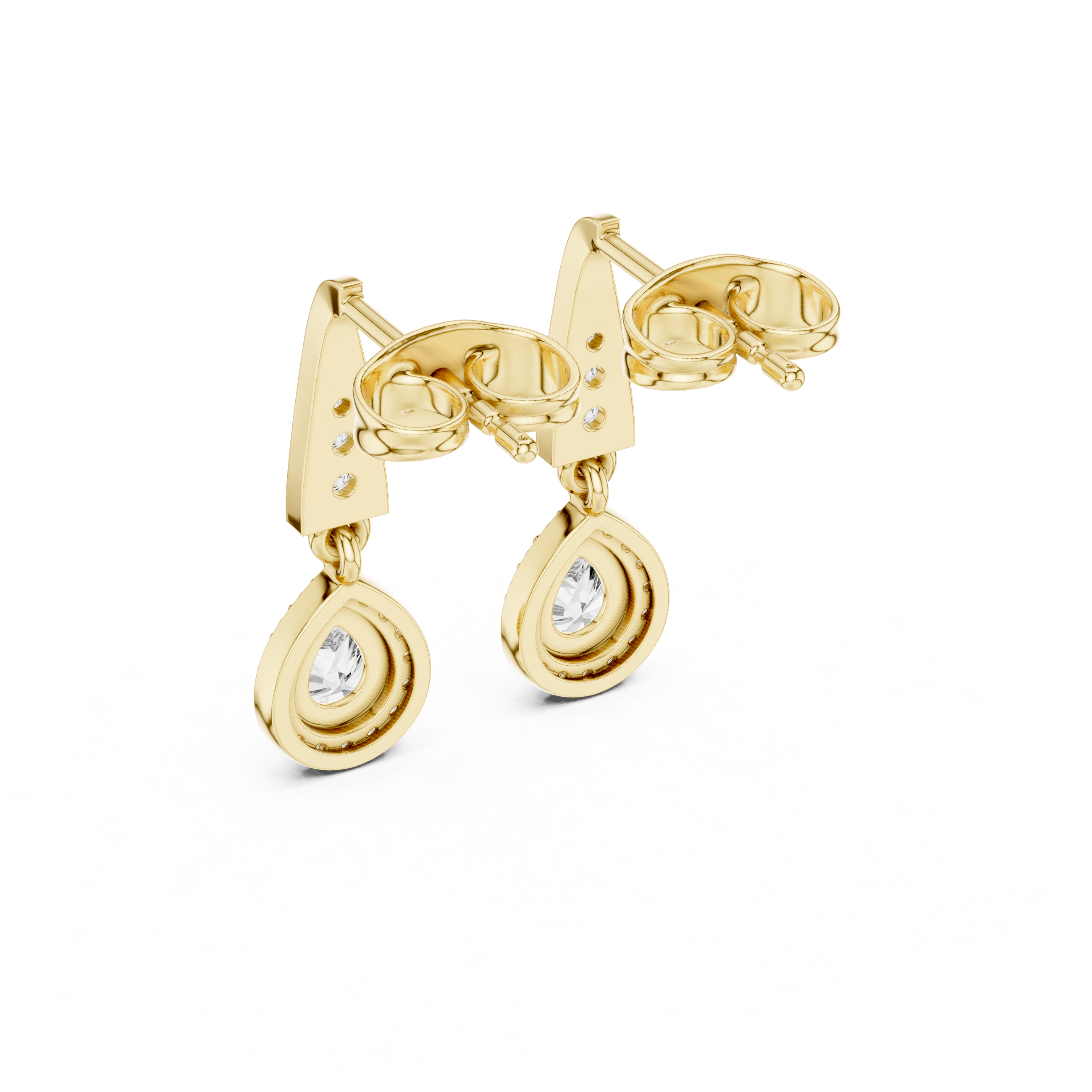 Sterling Silver Teardrop Halo Earrings with Lab-Grown Diamonds