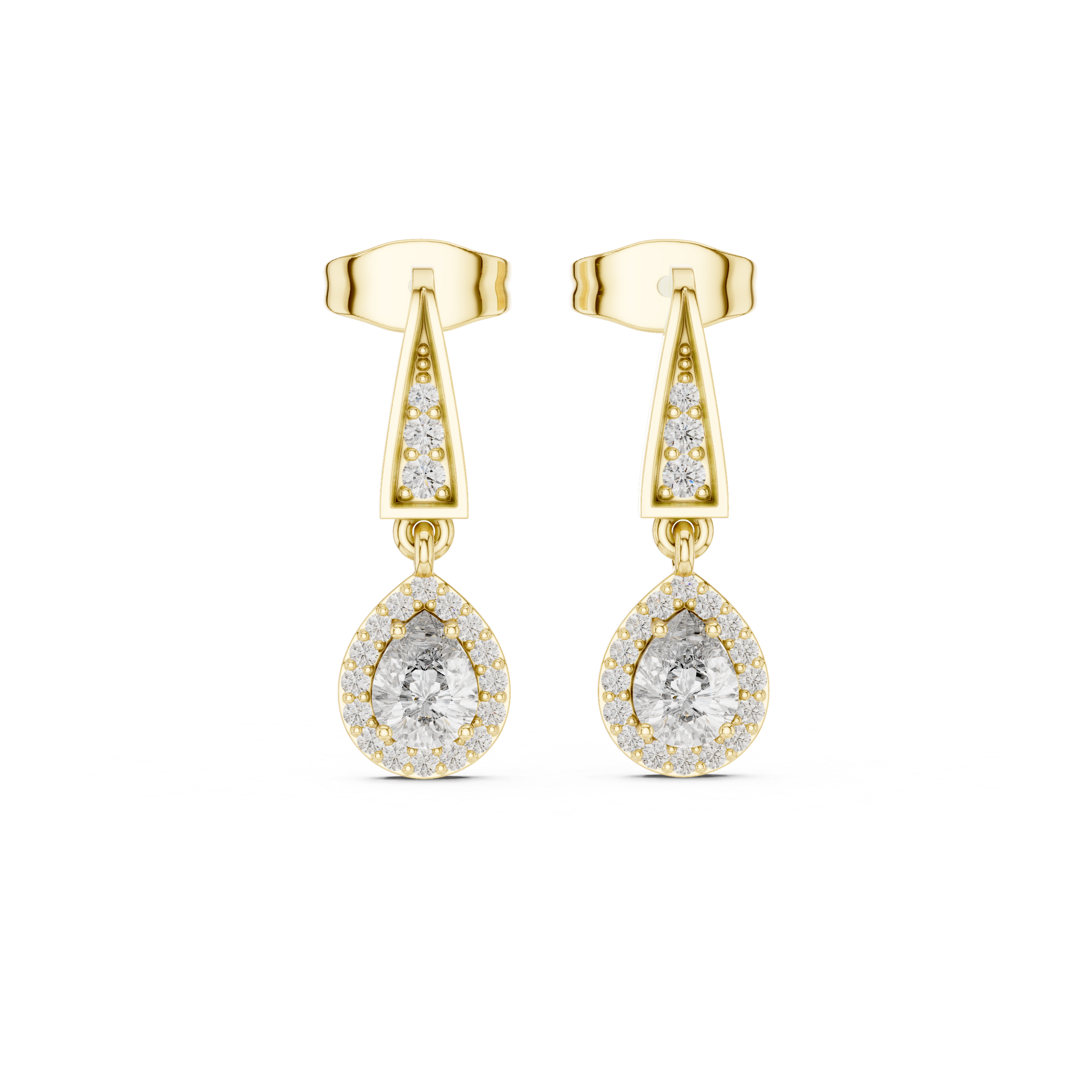Sterling Silver Teardrop Halo Earrings with Lab-Grown Diamonds