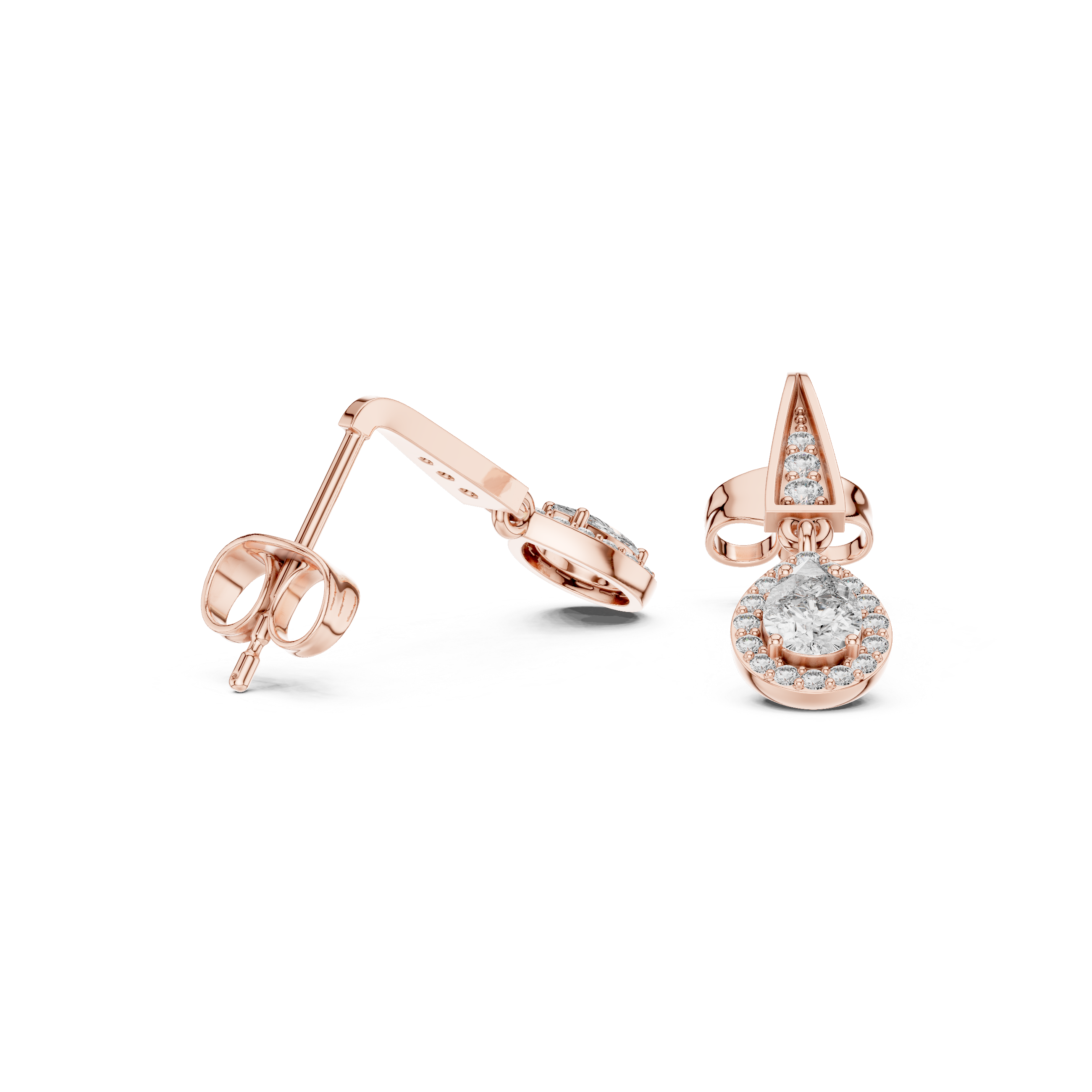 Sterling Silver Teardrop Halo Earrings with Lab-Grown Diamonds