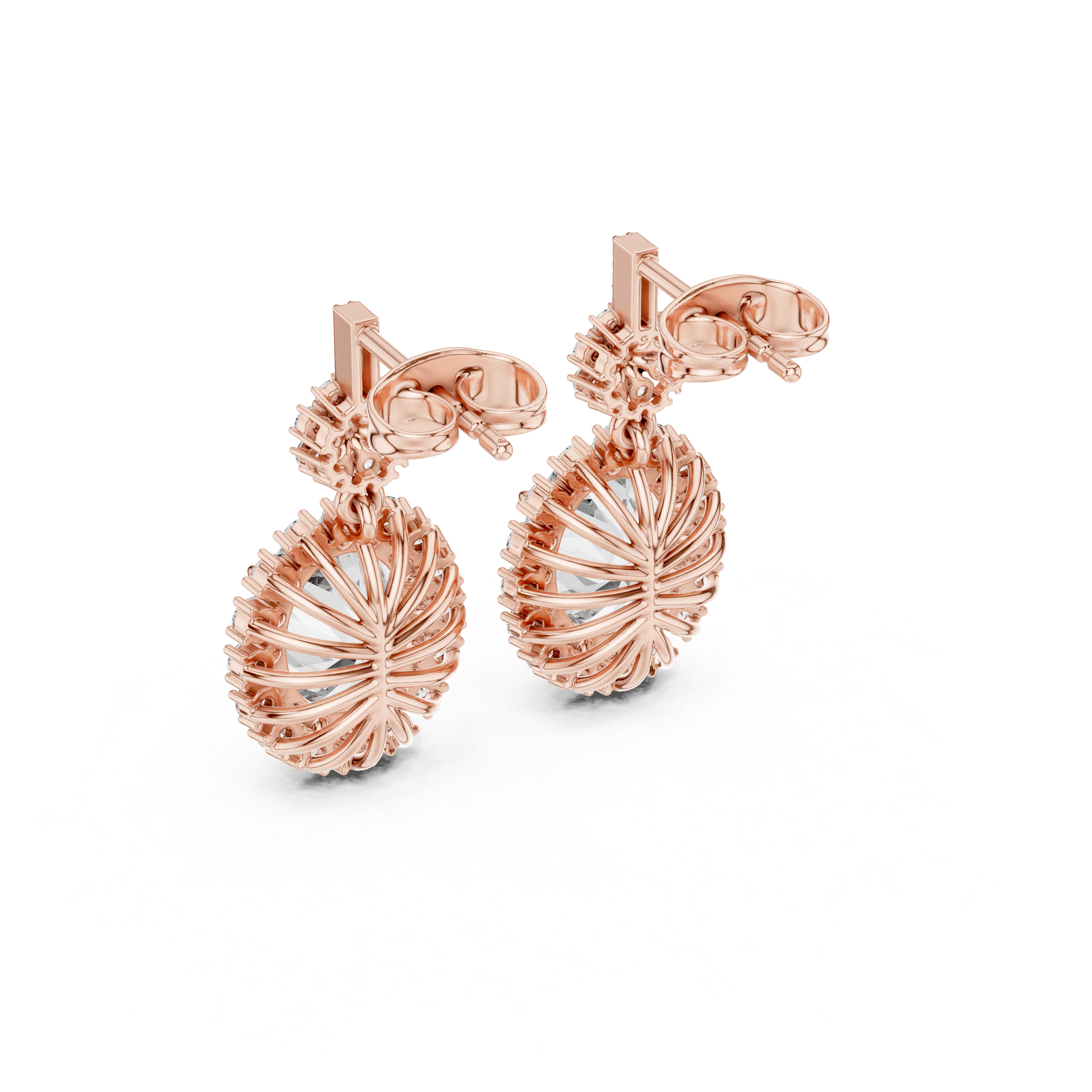 Aurora Oval Lab-Grown Diamond Halo Drop Earrings in Sterling Silver