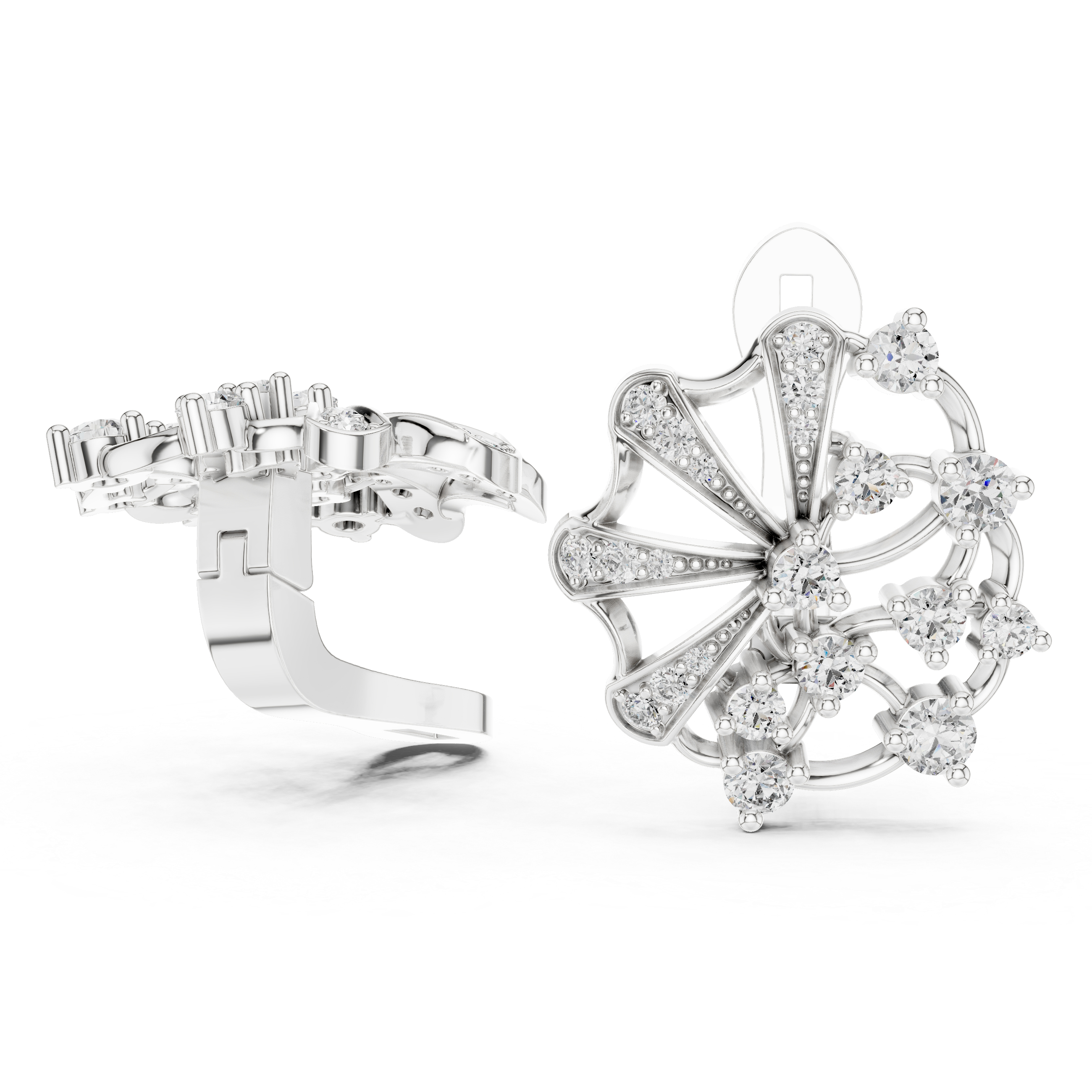 Celestial Fan Lab-Grown Diamond Earrings in Sterling Silver