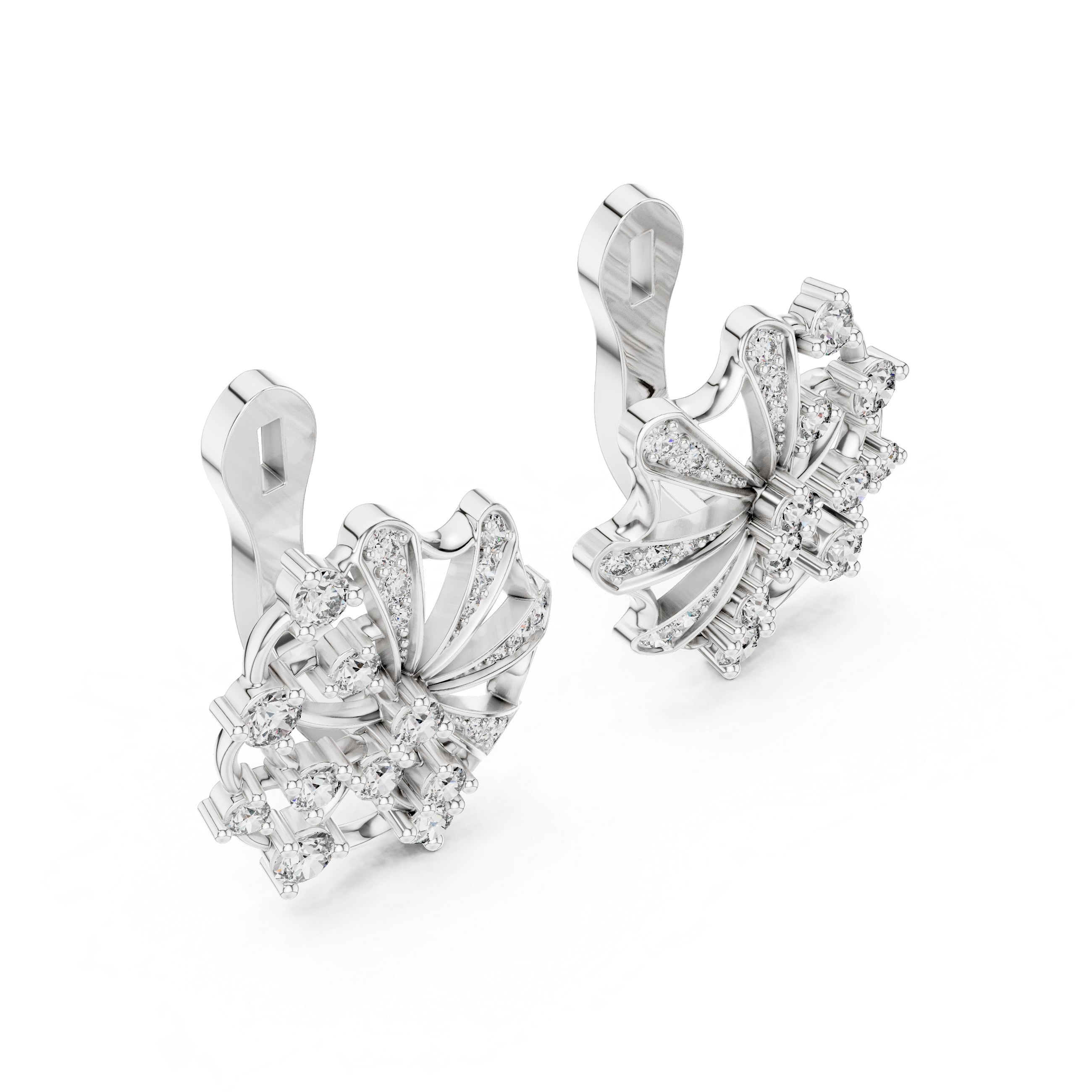 Celestial Fan Lab-Grown Diamond Earrings in Sterling Silver