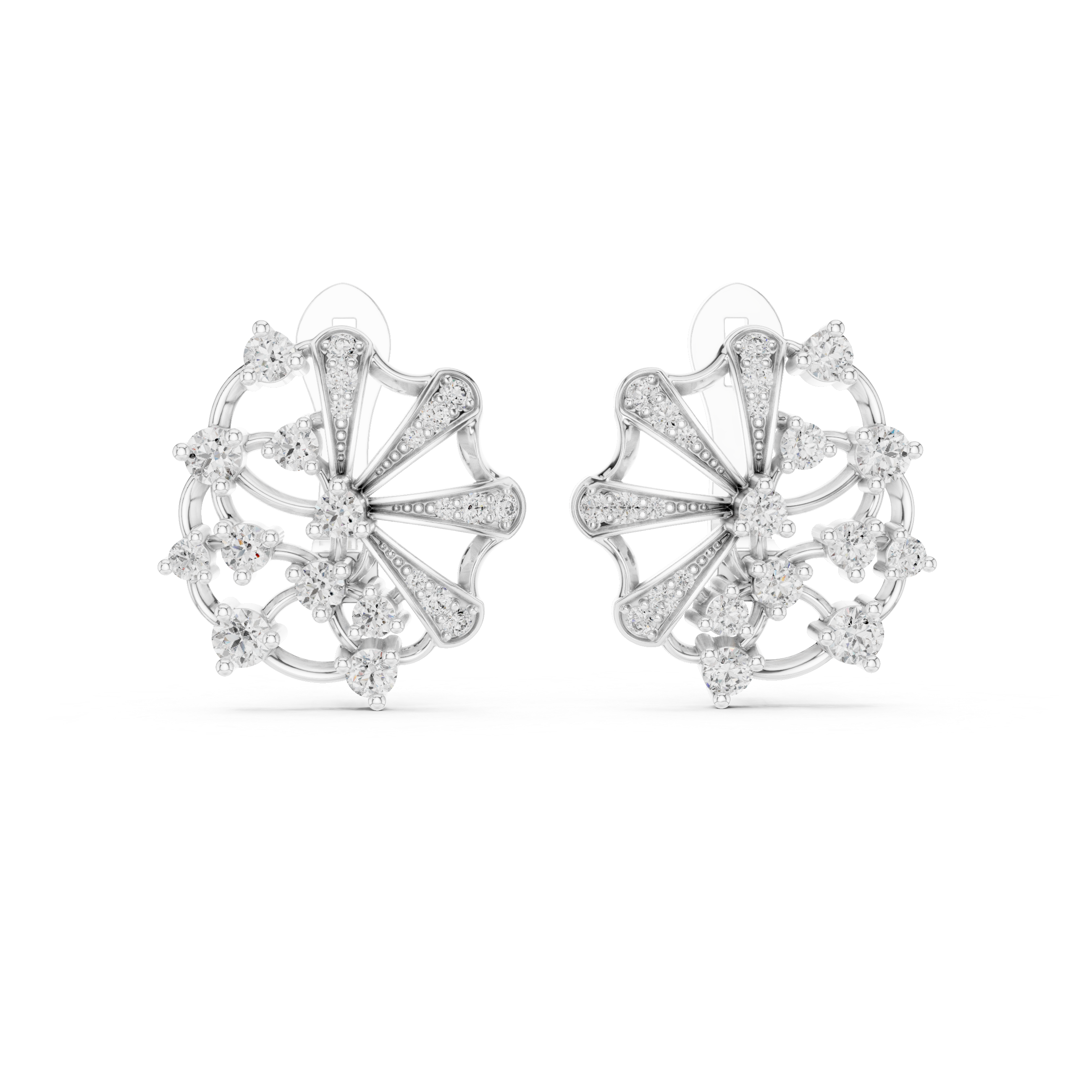 Celestial Fan Lab-Grown Diamond Earrings in Sterling Silver