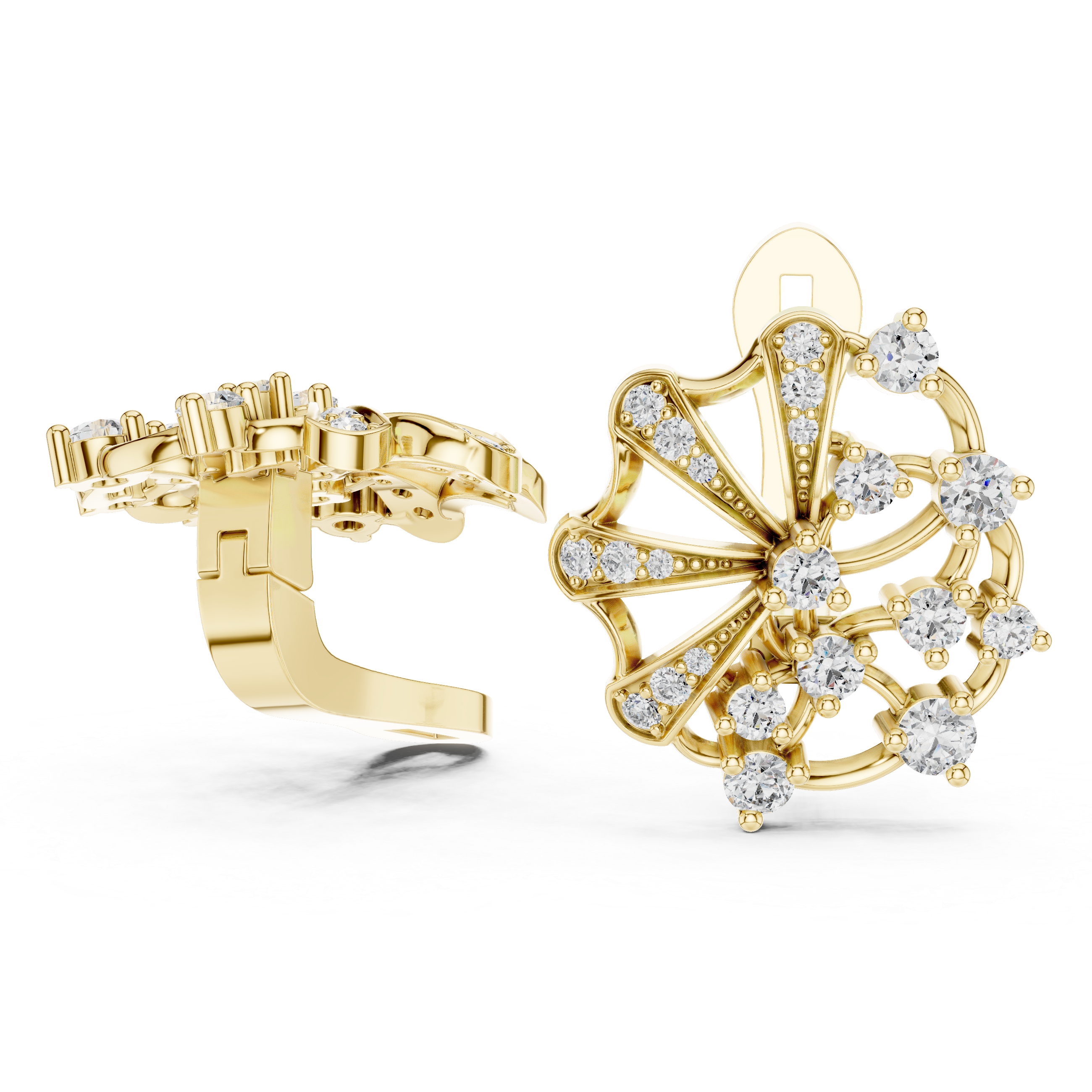 Celestial Fan Lab-Grown Diamond Earrings in Sterling Silver