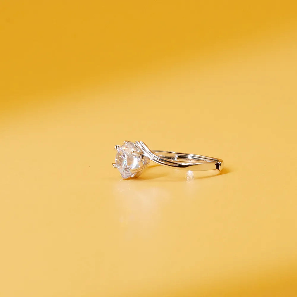 Silver Glowing in Love Couple Rings