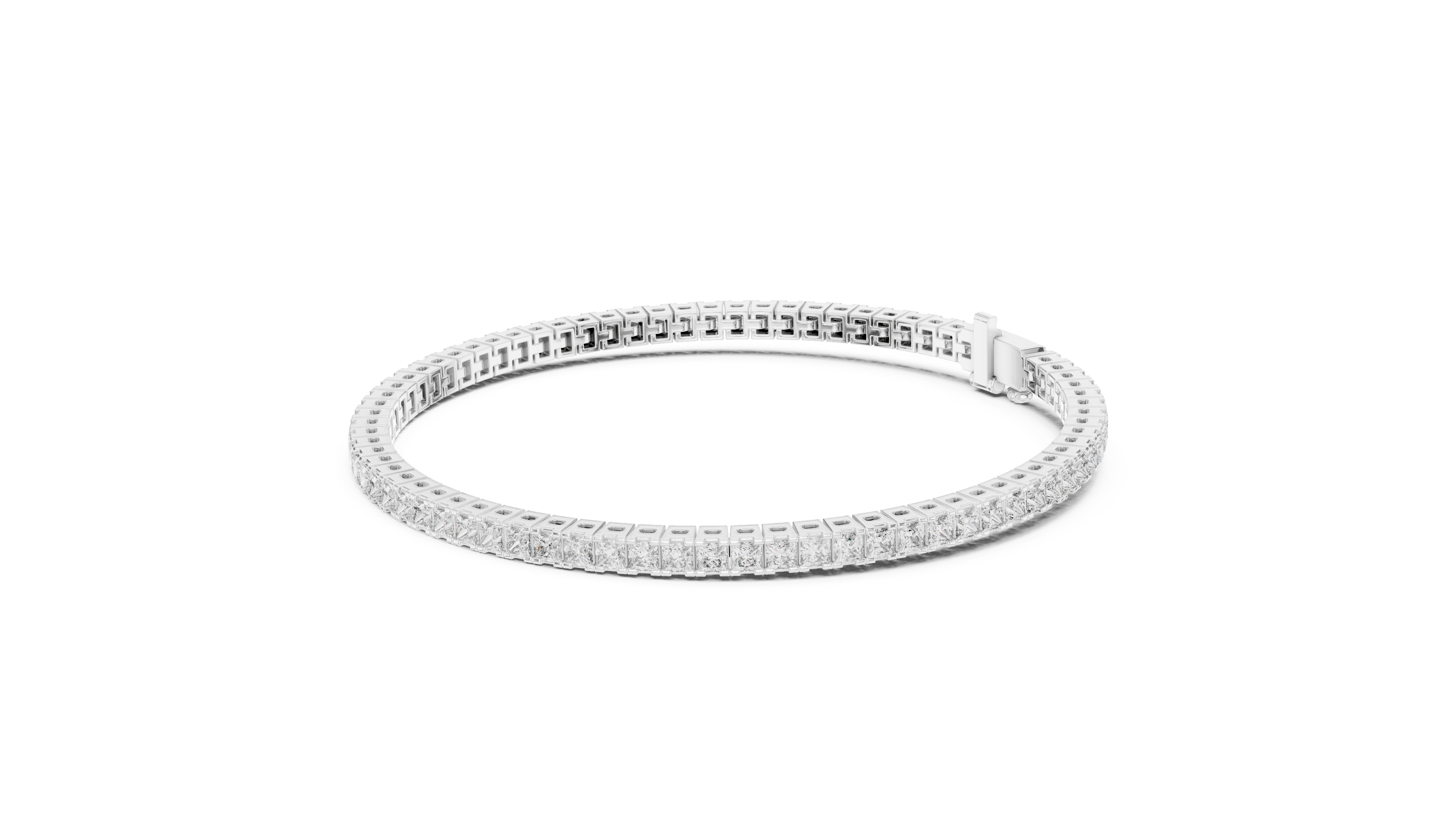 Princess-Cut Lab-Grown Diamond Tennis Bracelet in Sterling Silver