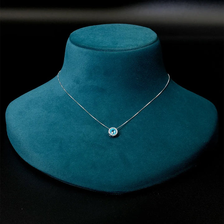 ZAVYA Alexis Halo 925 Silver Necklace Rhodium Sterling Silver Pendant