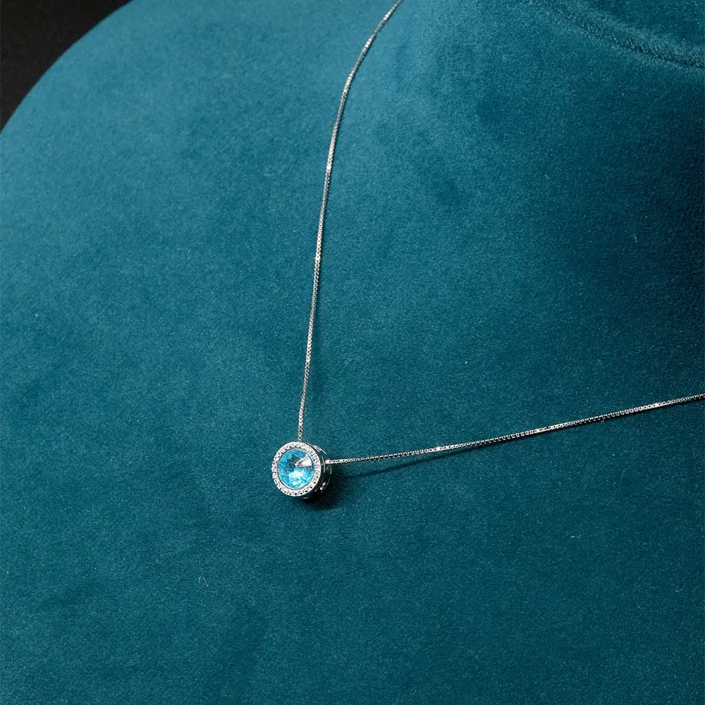 ZAVYA Alexis Halo 925 Silver Necklace Rhodium Sterling Silver Pendant