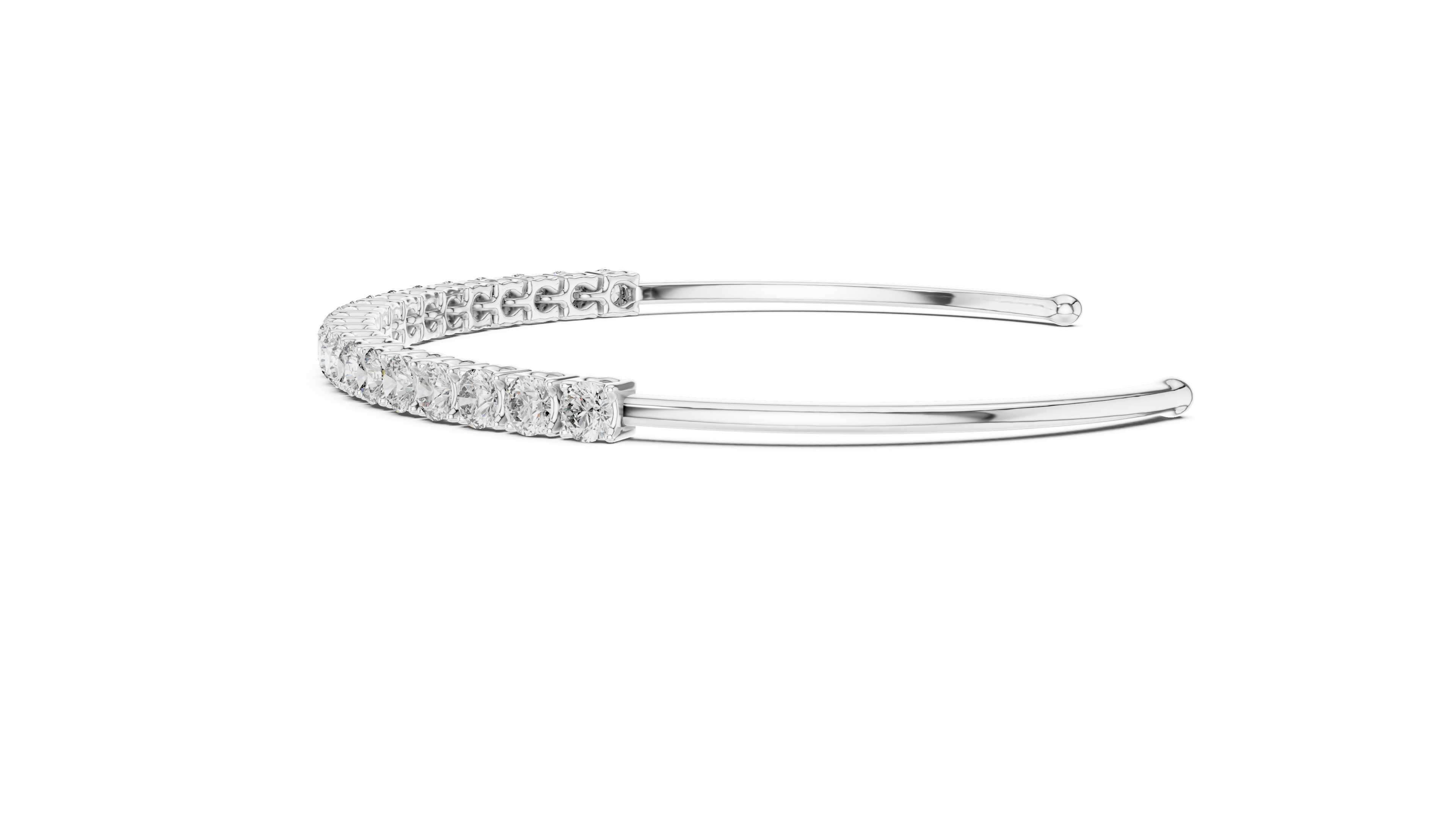 Ethical Lab-Grown Diamond Open Cuff Bracelet in Sterling Silver