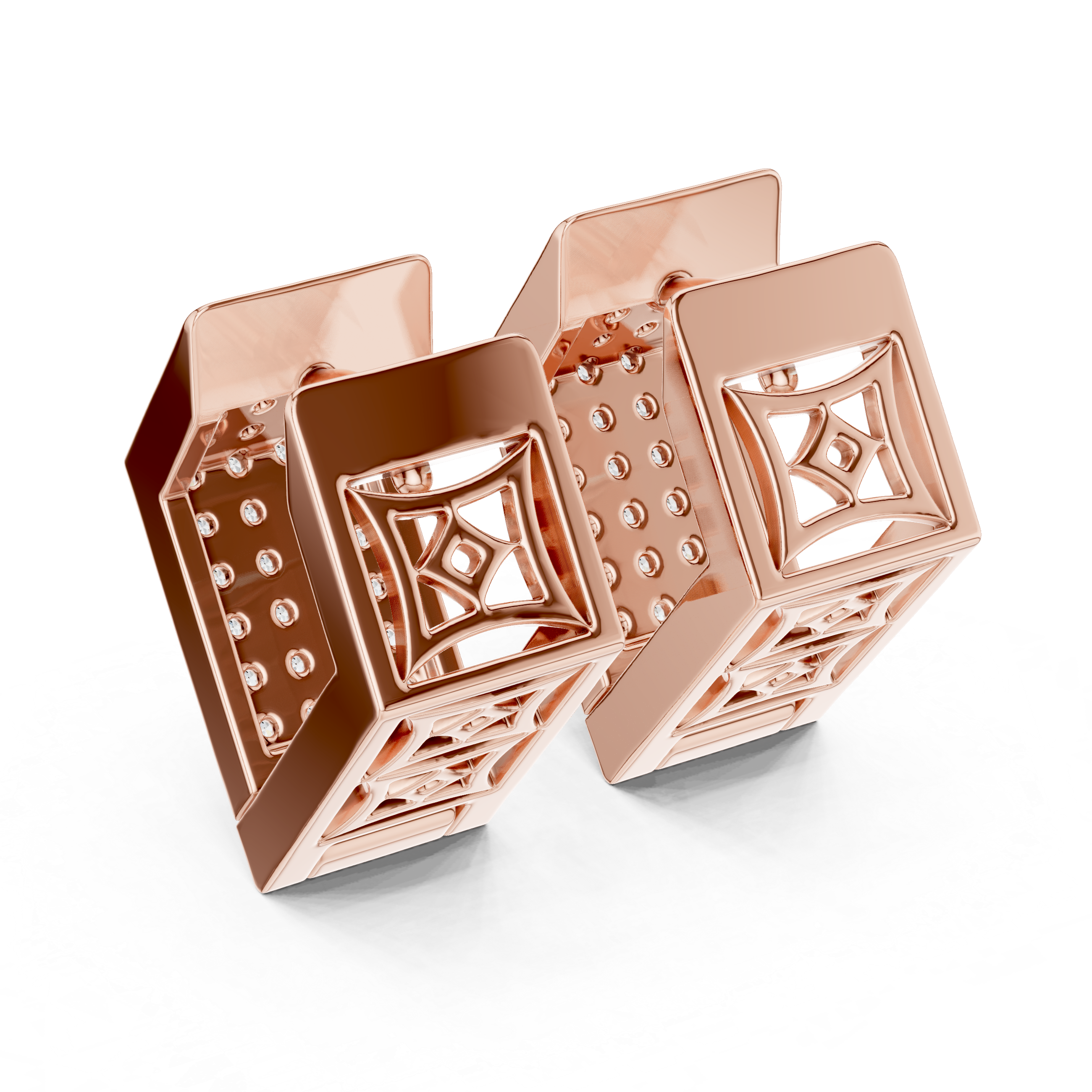 Men’s/Unisex V-Shape Pavé Architectural Lab-Grown Diamond Huggie Hoops