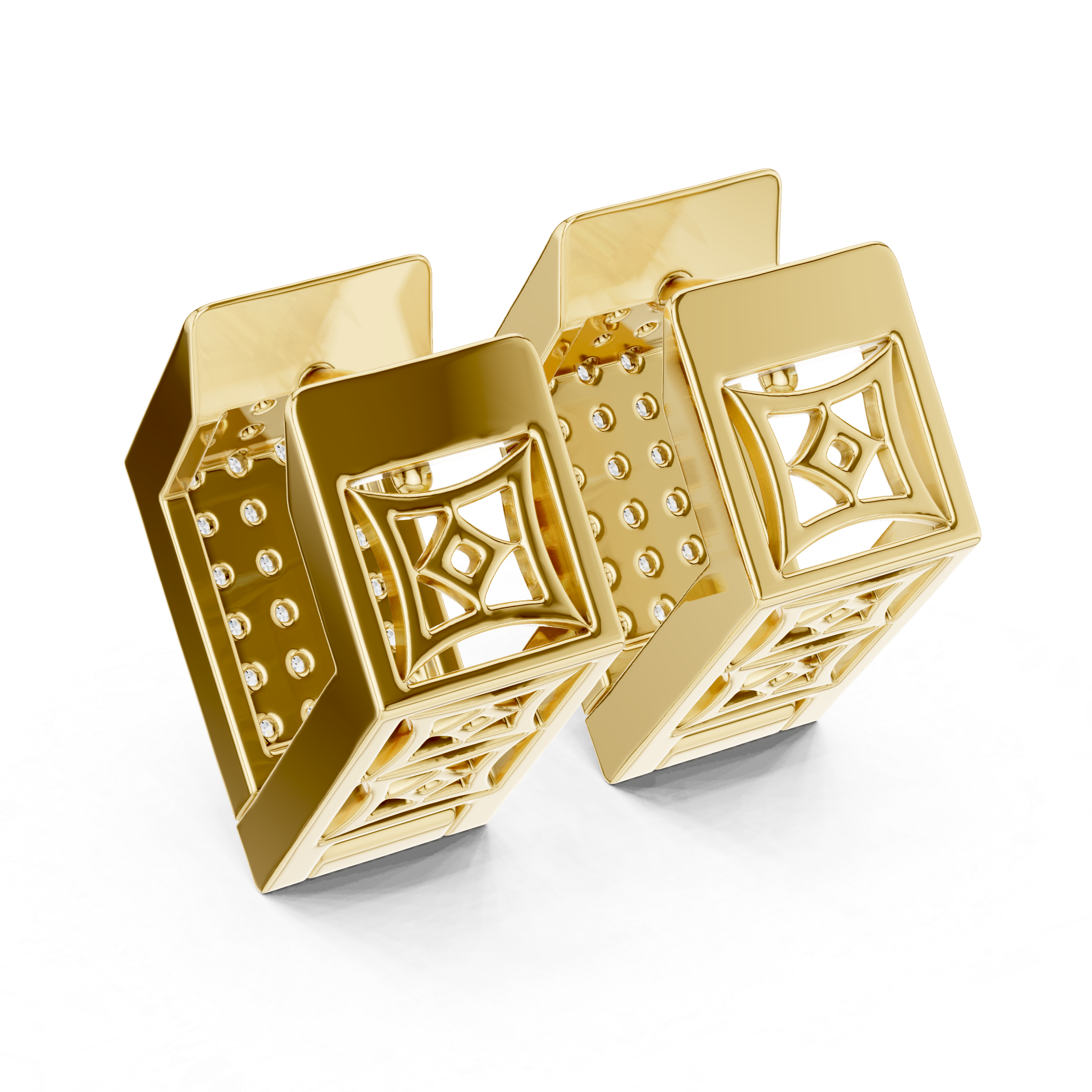 Men’s/Unisex V-Shape Pavé Architectural Lab-Grown Diamond Huggie Hoops