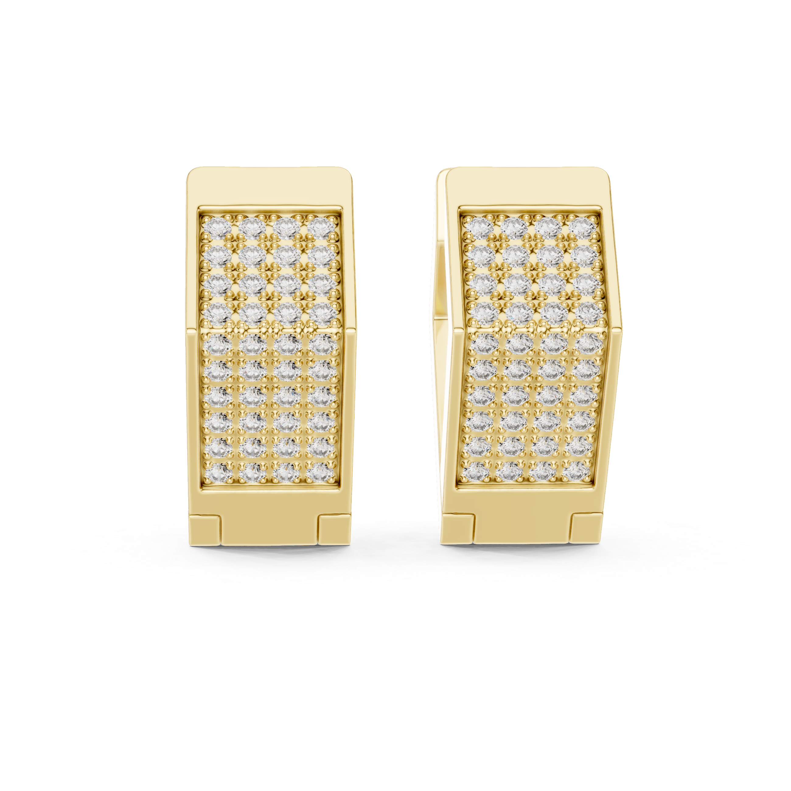 Men’s/Unisex V-Shape Pavé Architectural Lab-Grown Diamond Huggie Hoops