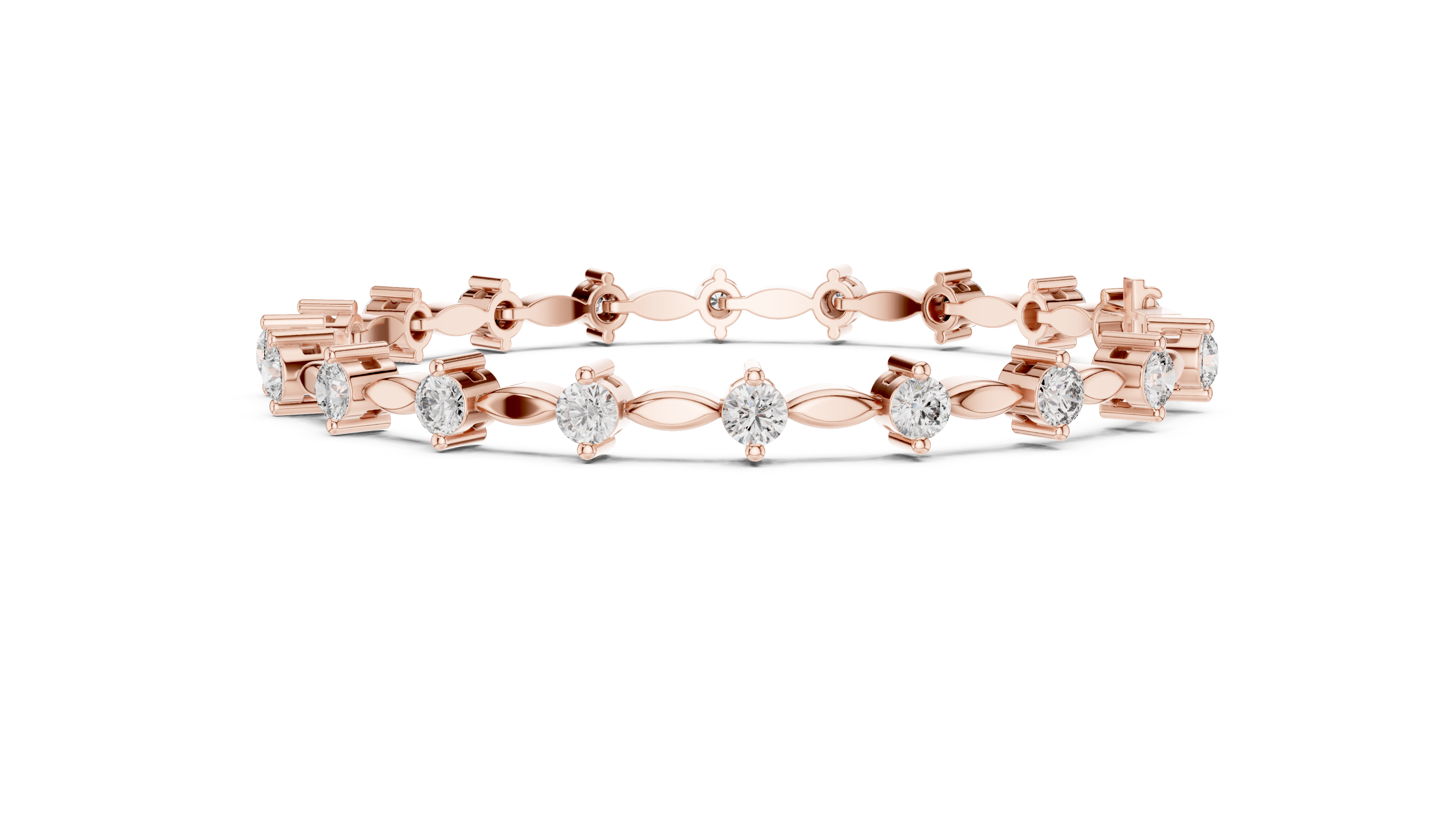 Dainty Lab-Grown Diamond Tennis Bracelet in Sterling Silver – Alternating Marquise Motif (0.50 TCW)