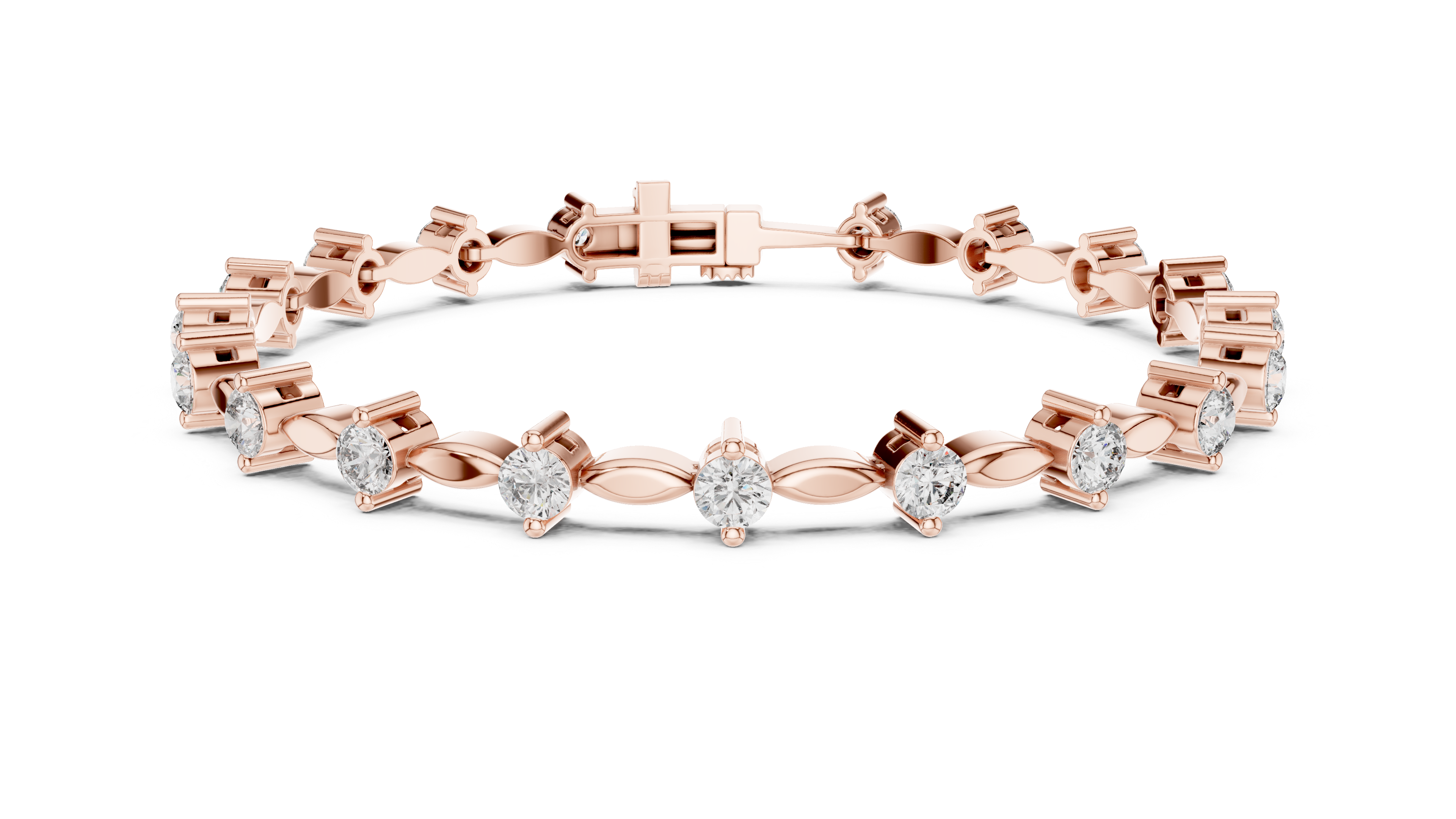 Dainty Lab-Grown Diamond Tennis Bracelet in Sterling Silver – Alternating Marquise Motif (0.50 TCW)
