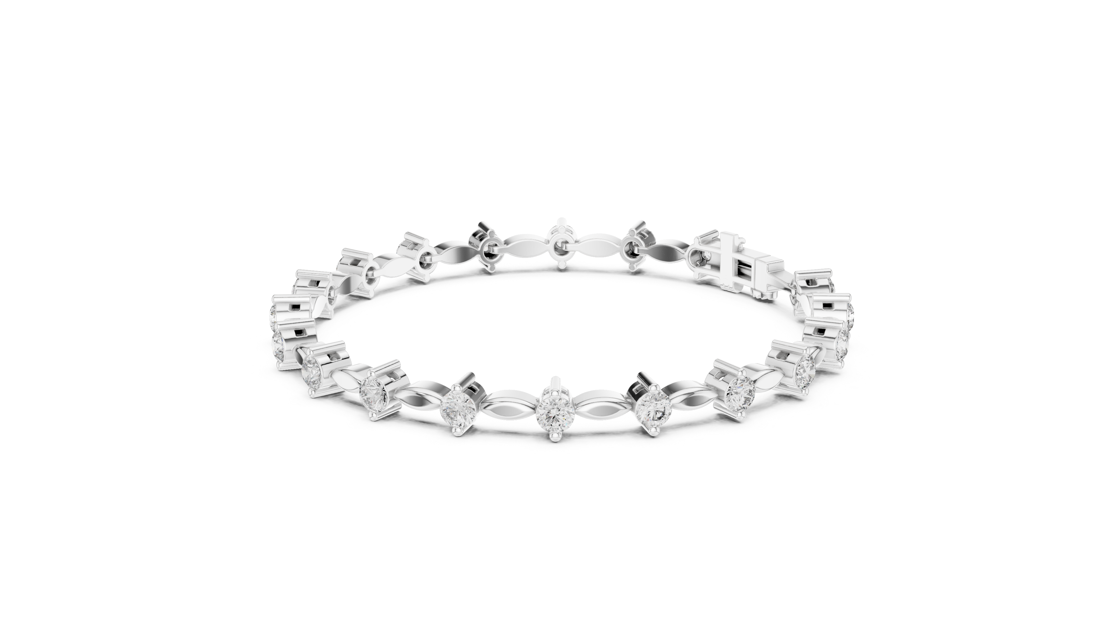 Dainty Lab-Grown Diamond Tennis Bracelet in Sterling Silver – Alternating Marquise Motif (0.50 TCW)