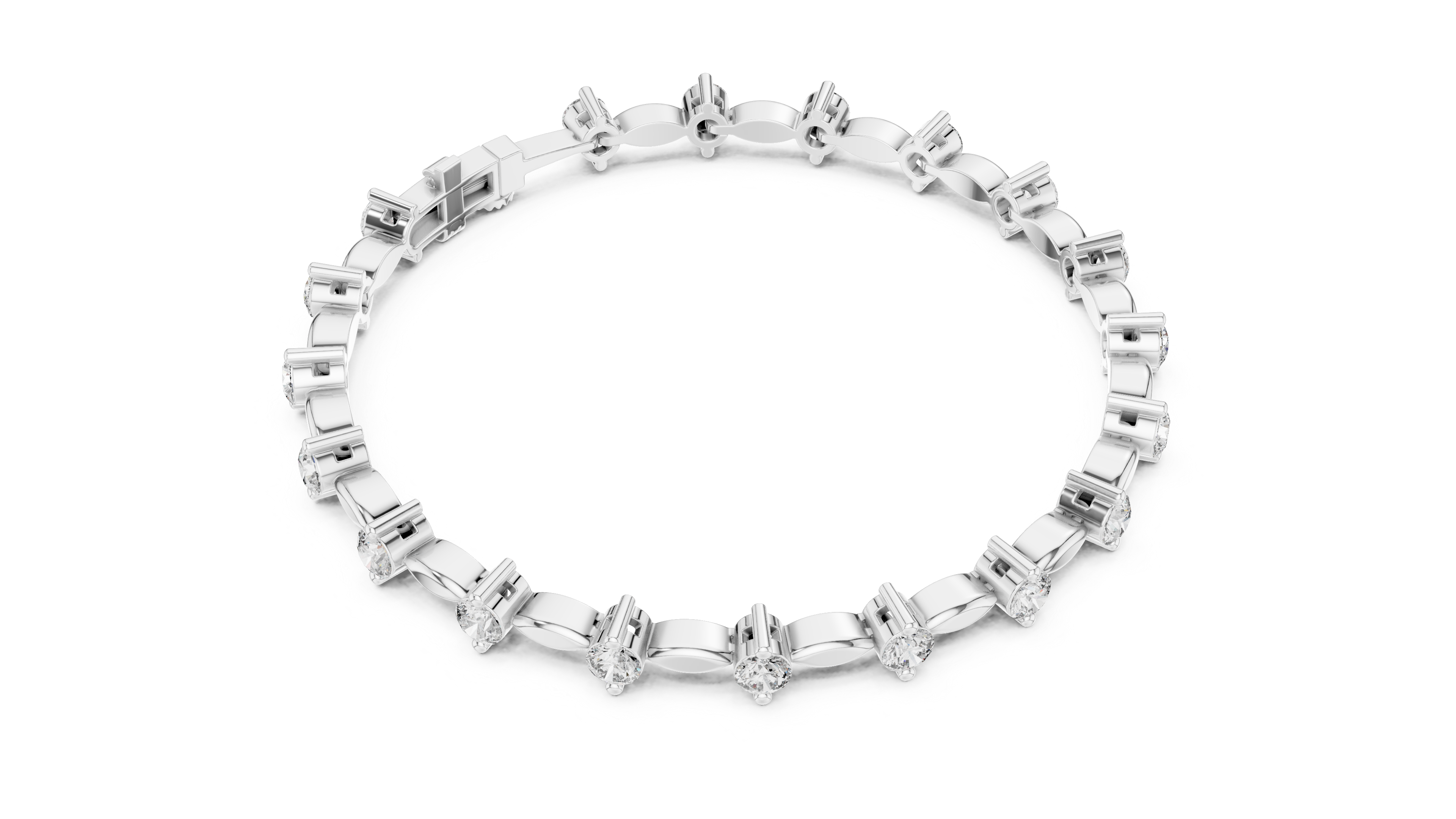 Dainty Lab-Grown Diamond Tennis Bracelet in Sterling Silver – Alternating Marquise Motif (0.50 TCW)