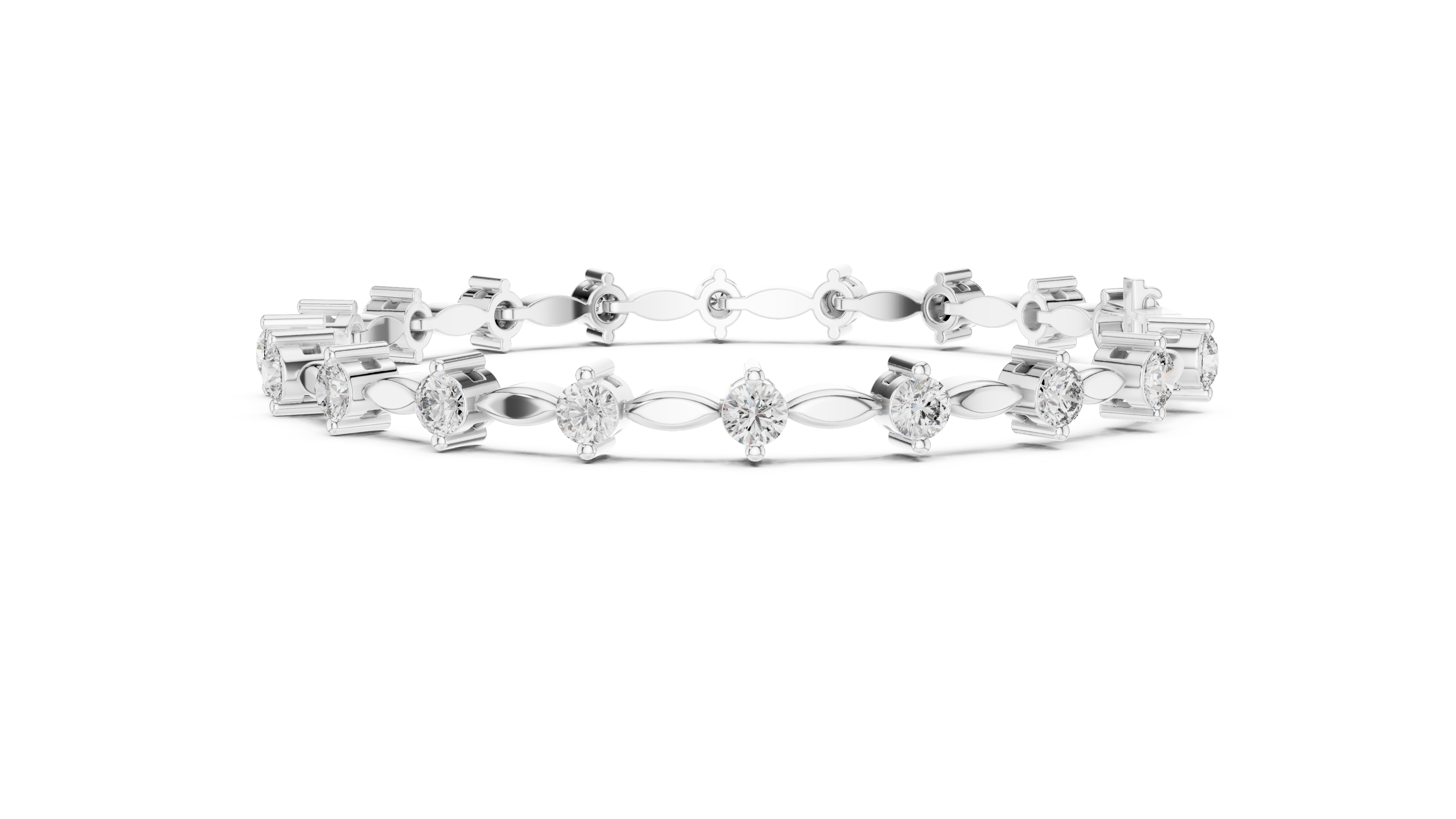 Dainty Lab-Grown Diamond Tennis Bracelet in Sterling Silver – Alternating Marquise Motif (0.50 TCW)