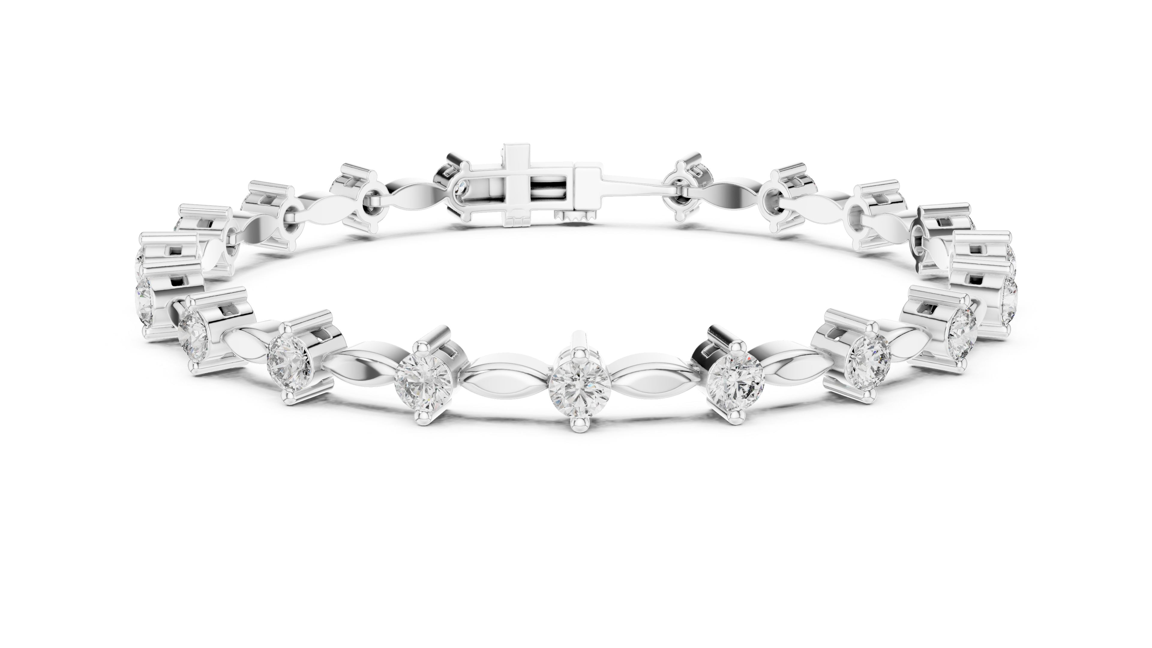 Dainty Lab-Grown Diamond Tennis Bracelet in Sterling Silver – Alternating Marquise Motif (0.50 TCW)