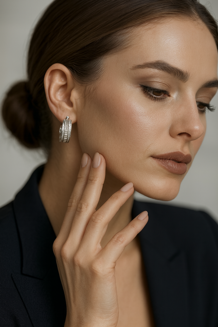 Lab-Grown Diamond Multi-Stone Wide Hoop Earrings | .925 Silver