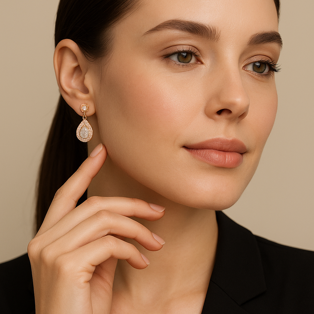 Dainty Pear-Cut Lab-Grown Diamond Halo Drop Earrings in Sterling Silver