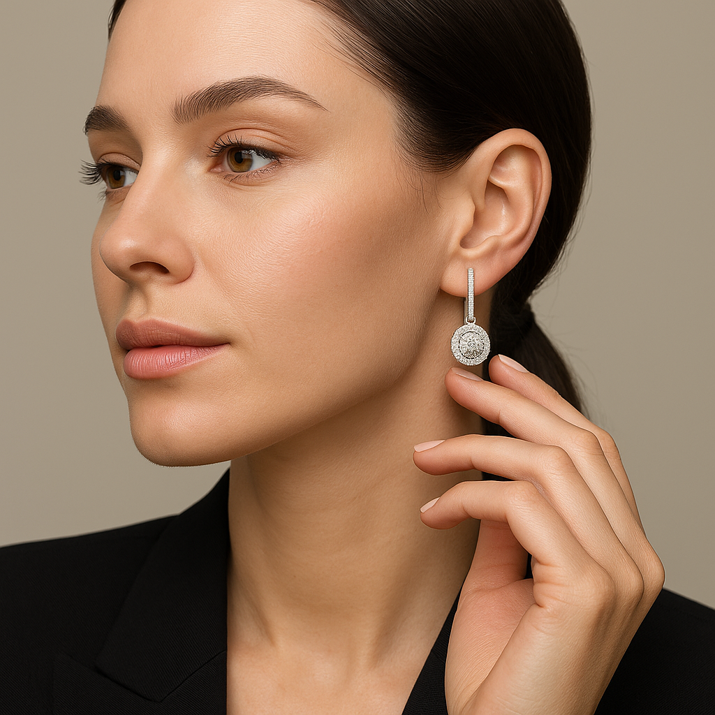 Timeless Brilliance: Lab-Grown Diamond Oval Halo Leverback Earrings