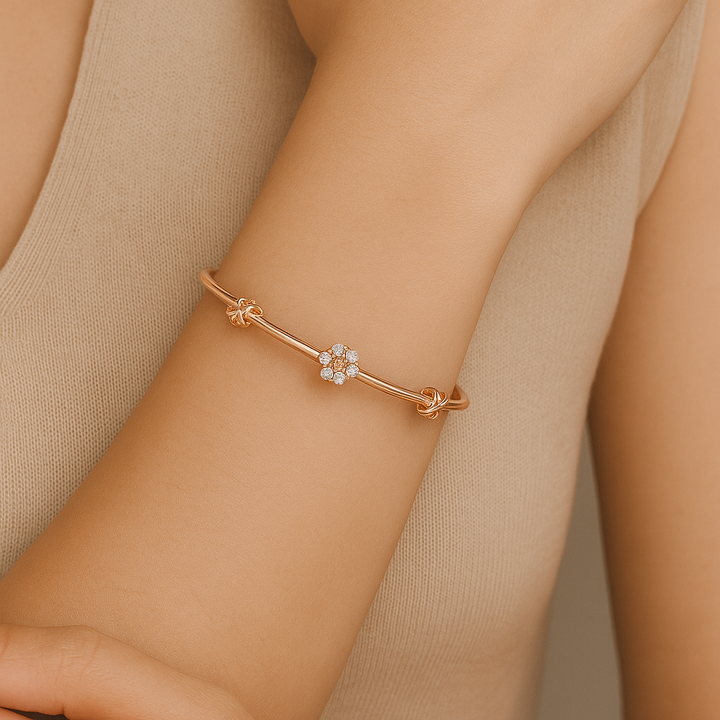 Lab-Grown Diamond Ribbed Sphere Bangle