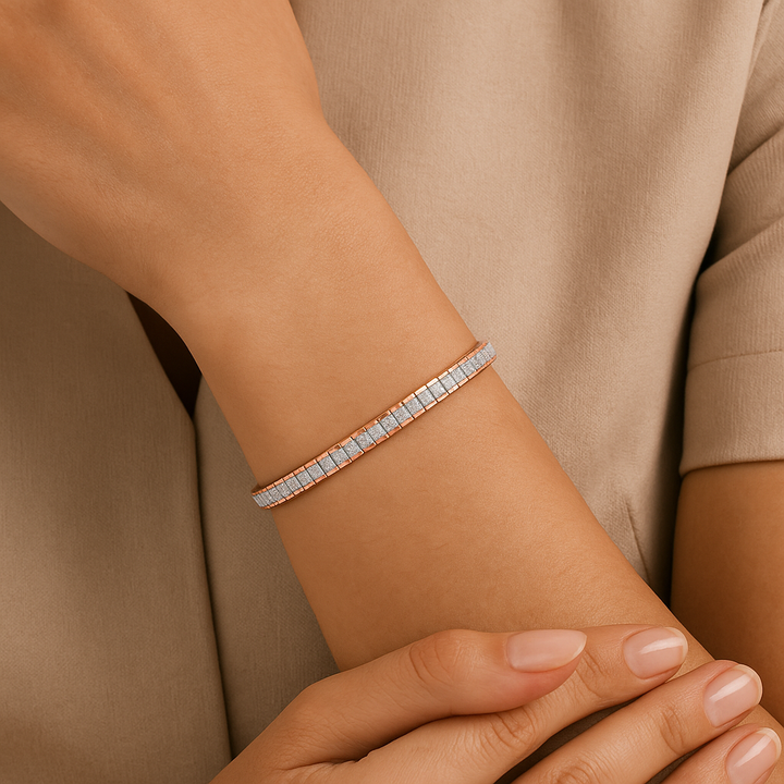 Princess-Cut Lab-Grown Diamond Tennis Bracelet in Sterling Silver