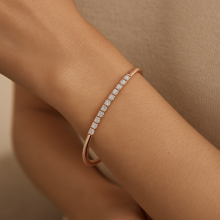 Ethical Lab-Grown Diamond Open Cuff Bracelet in Sterling Silver