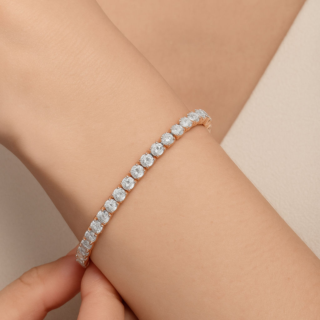 Classic Brilliant-Cut Lab-Grown Diamond Tennis Bracelet in 925 Sterling Silver