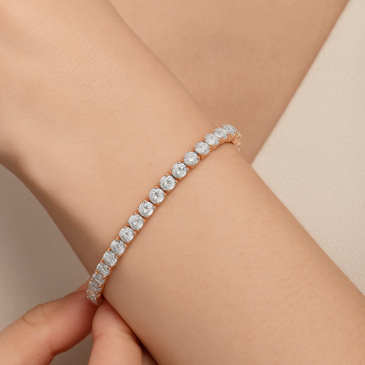 Classic Brilliant-Cut Lab-Grown Diamond Tennis Bracelet in 925 Sterling Silver