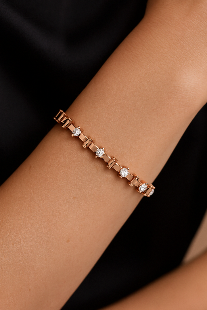 Dainty Lab-Grown Diamond Tennis Bracelet in Sterling Silver – Alternating Marquise Motif (0.50 TCW)