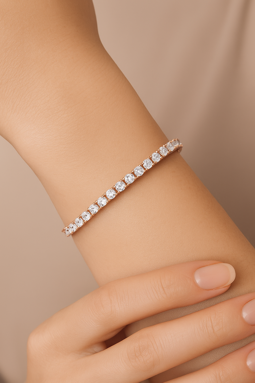 Sustainable Luxury: Round Brilliant Cut Lab-Diamond Silver Tennis Bracelet