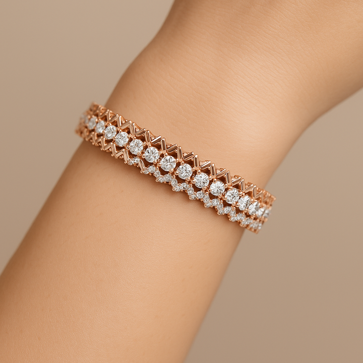 Geometric Criss-Cross Lab-Grown Diamond Geometric Criss-Cross Bracelet in Sterling SilverBracelet in Sterling Silver