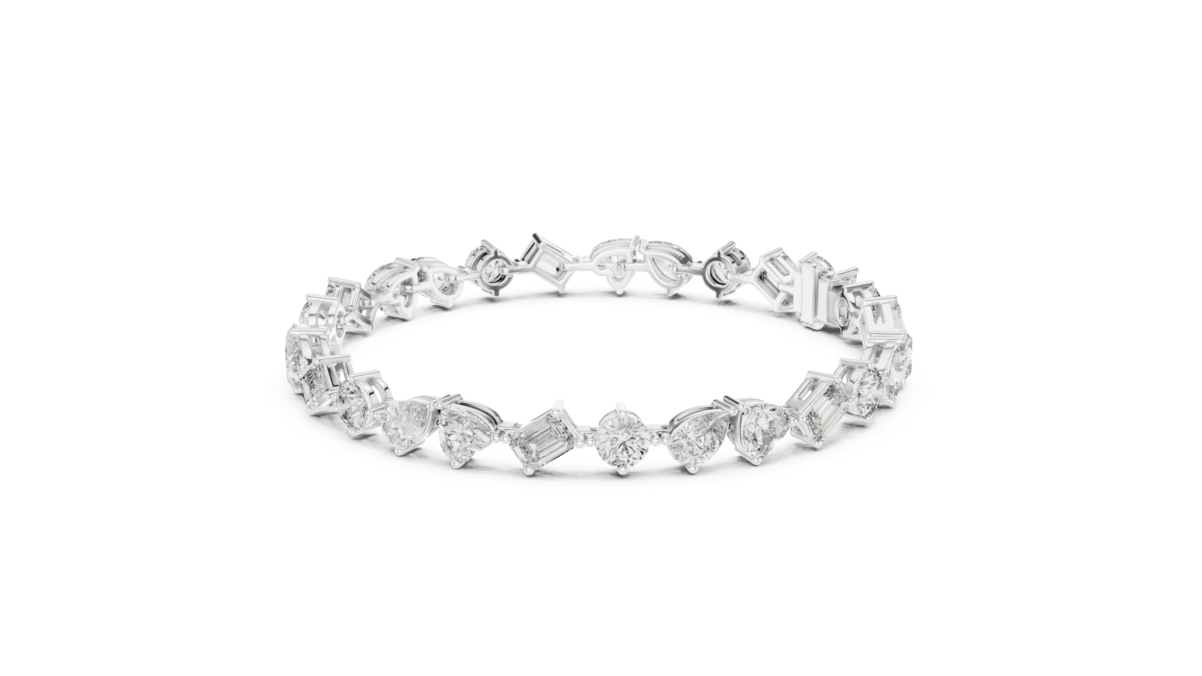 Sparkling Multi-Shape Lab-Grown Diamond Tennis Bracelet in Sterling Silver