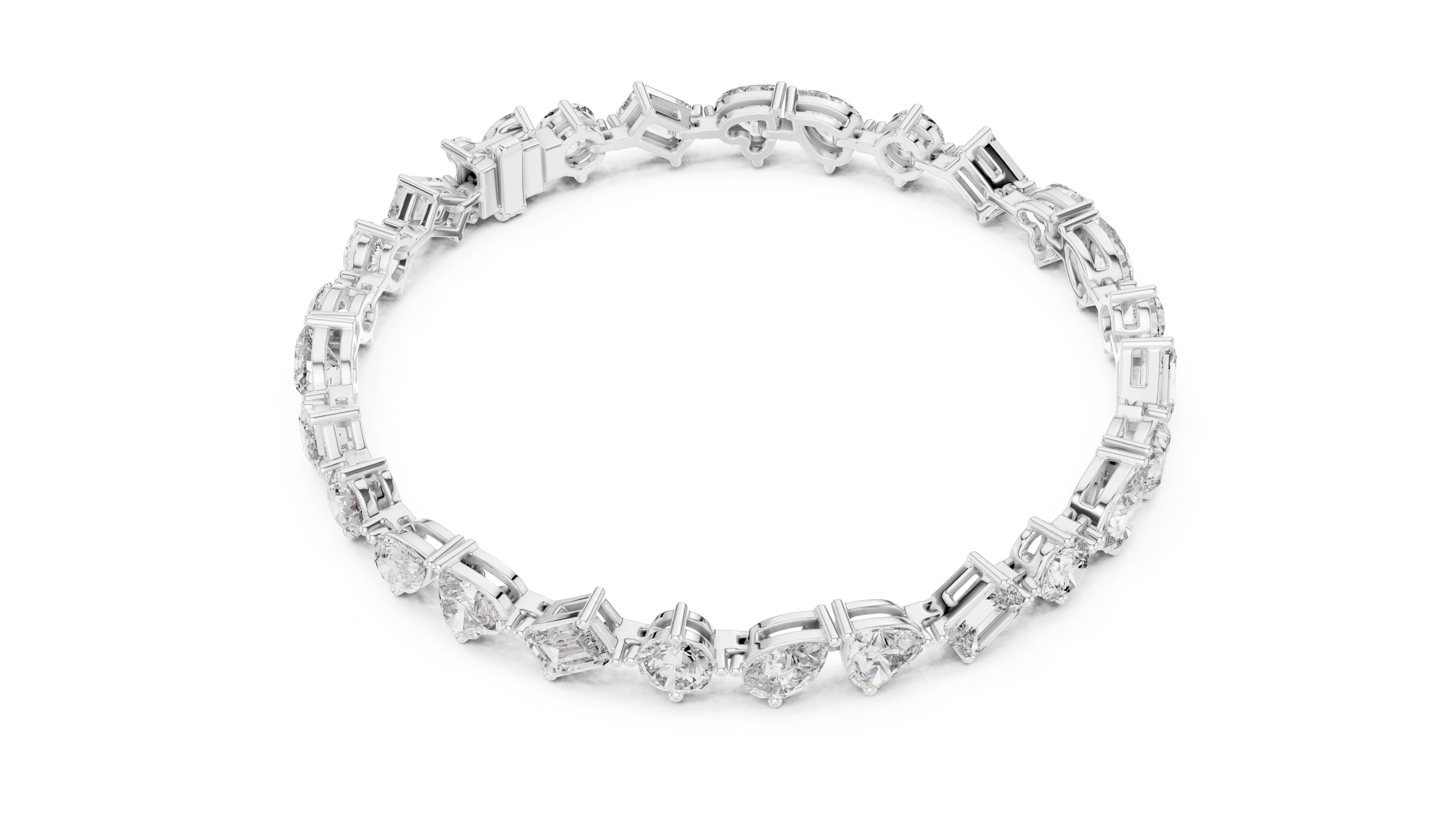 Sparkling Multi-Shape Lab-Grown Diamond Tennis Bracelet in Sterling Silver